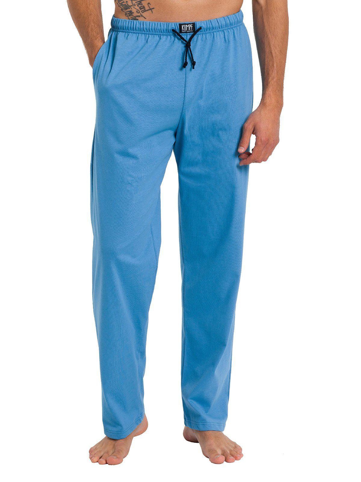 KUMPF Loungehose Cotton Markenqualität (Stück, Herren hohe 1-tlg) Pyjamahose horizont Bio