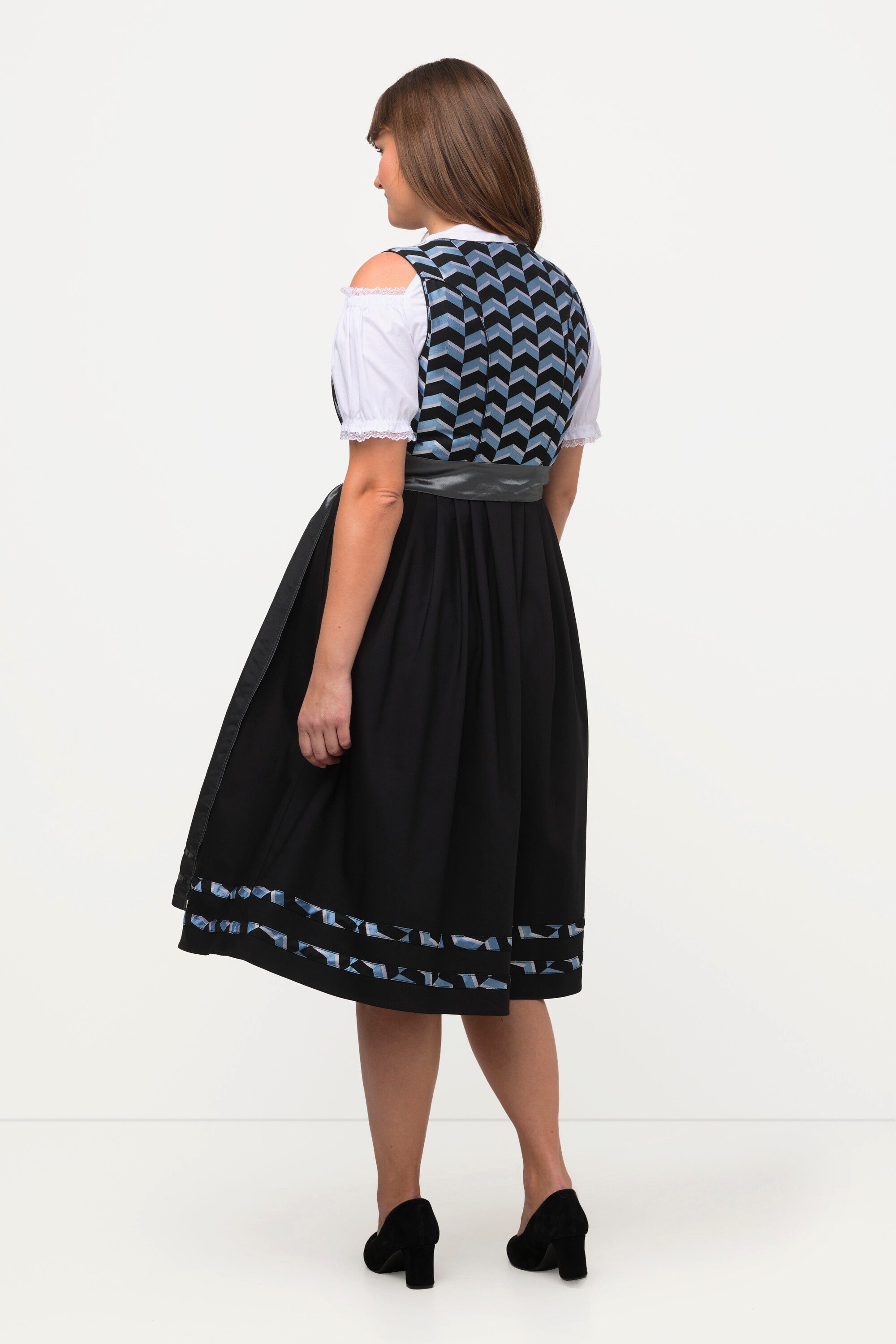 Ulla Popken Dirndl Dirndl Zackenmuster Carree-Ausschnitt ärmellos