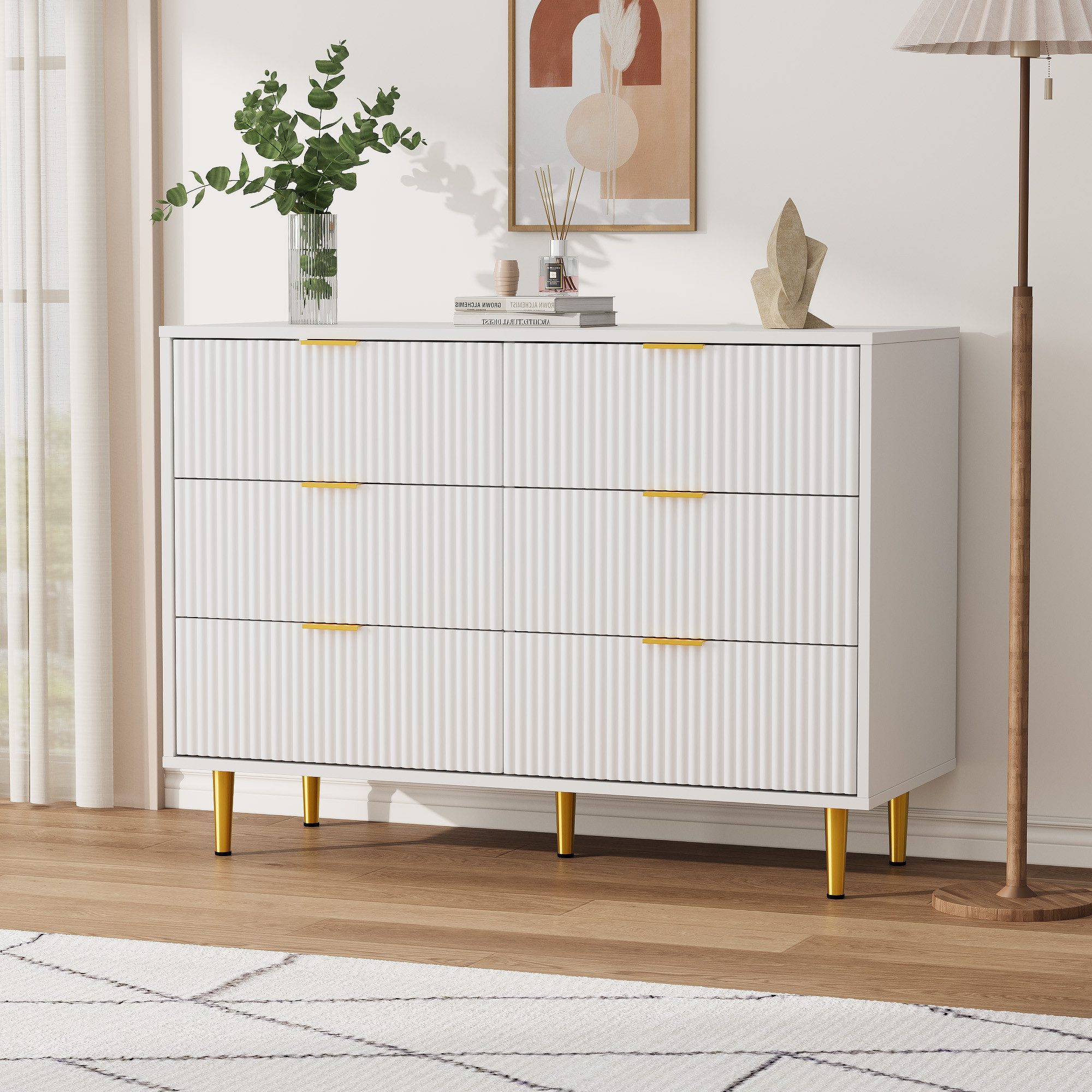GarveeMore Kommode mit 3/ 4 / 6 Schubladen Sideboard Komodenschrank Schubladenschrank