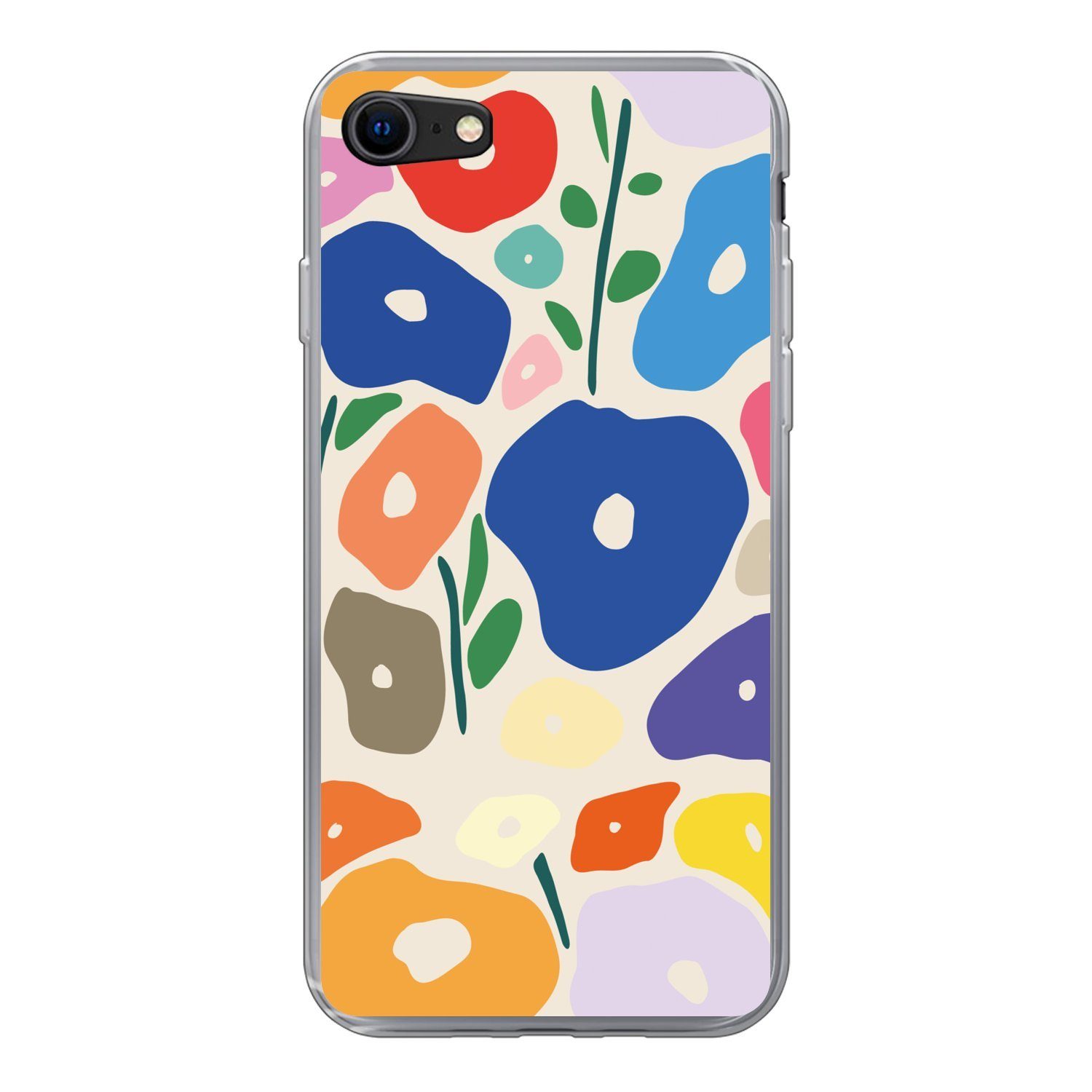 MuchoWow Handyhülle für Apple iPhone 7 Blume - Abstrakt - Blätter, Smartphone-Bumper, Print, Handy Schutzhülle Dünn