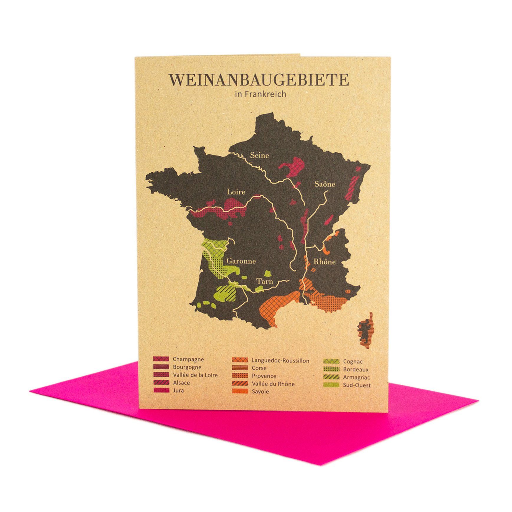 Bow & Hummingbird Grußkarte Grußkarte Weinanbau in Frankreich