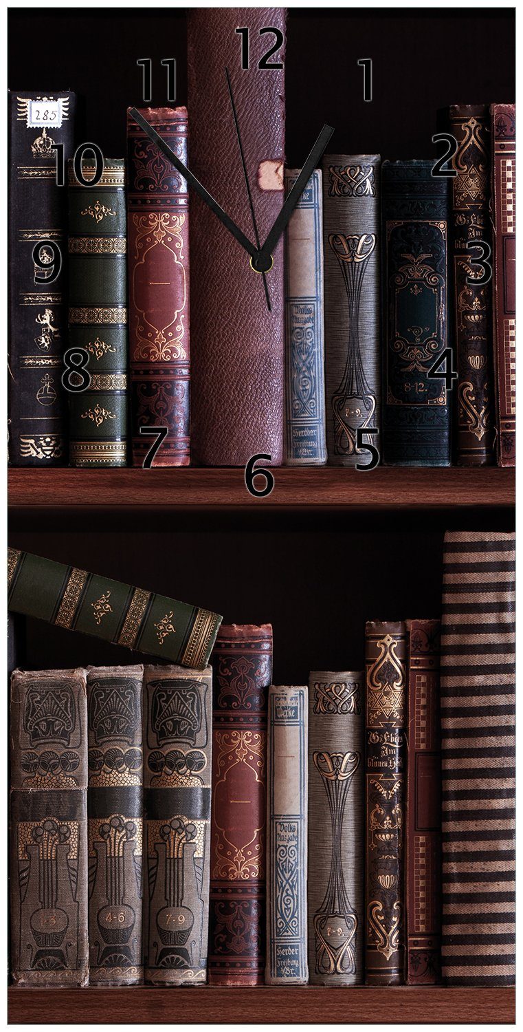 Wallario Wanduhr Bücherregal mit alten aus Büchern Acryl) (Uhr