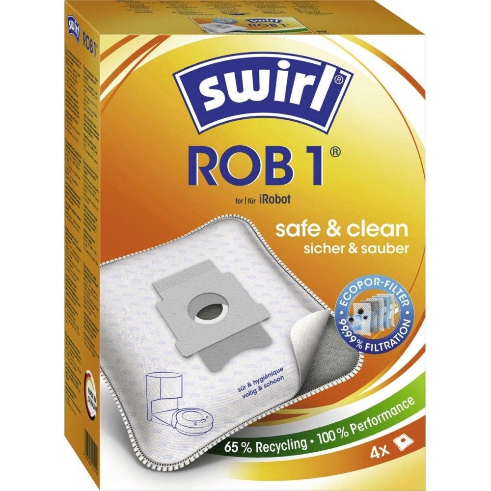 Swirl Staubsaugerbeutel Swirl ROB 1 MicroPor® Plus Green iRobot Beutel., passend für iRobot, Hochwertige MicroPor® Plus Technologie