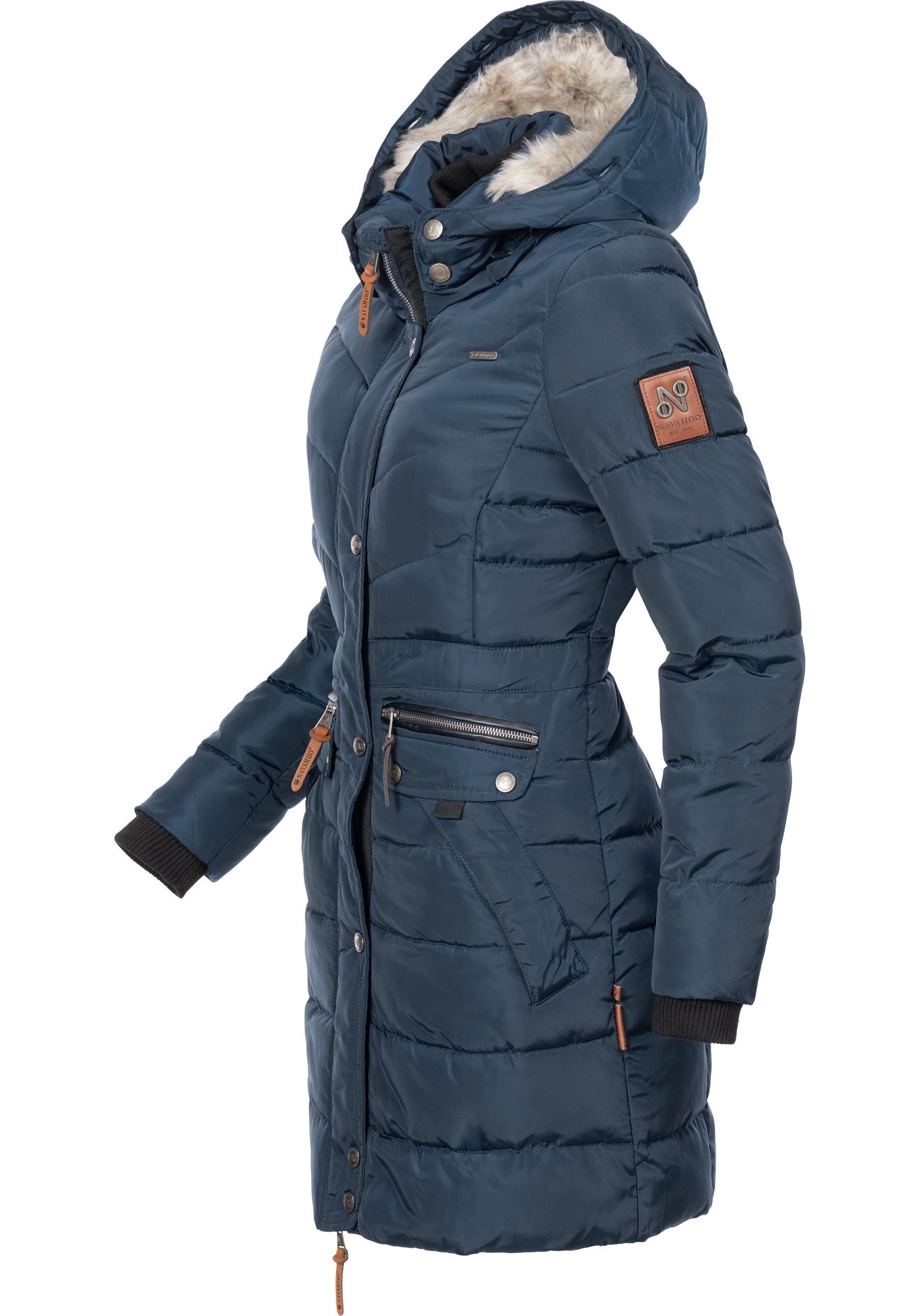 Navahoo Steppmantel Paula stylischer Winter Parka m. edlem Fellimitat