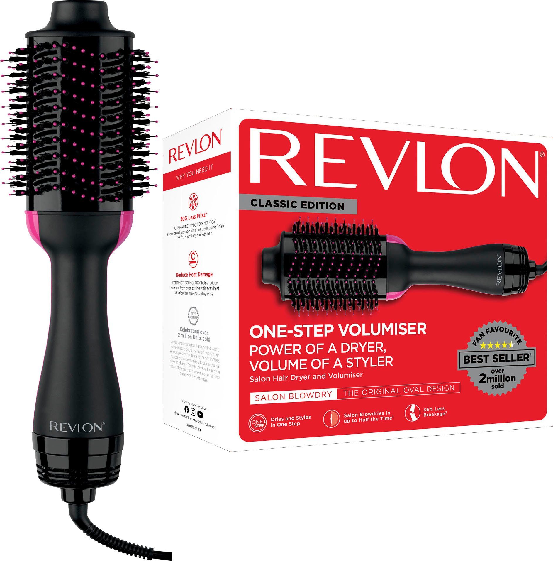 Revlon Haartrockner RVDR5222E, 800 W, Salon One-Step Hair Dryer &  Volumiser, Ovales Bürstendesign