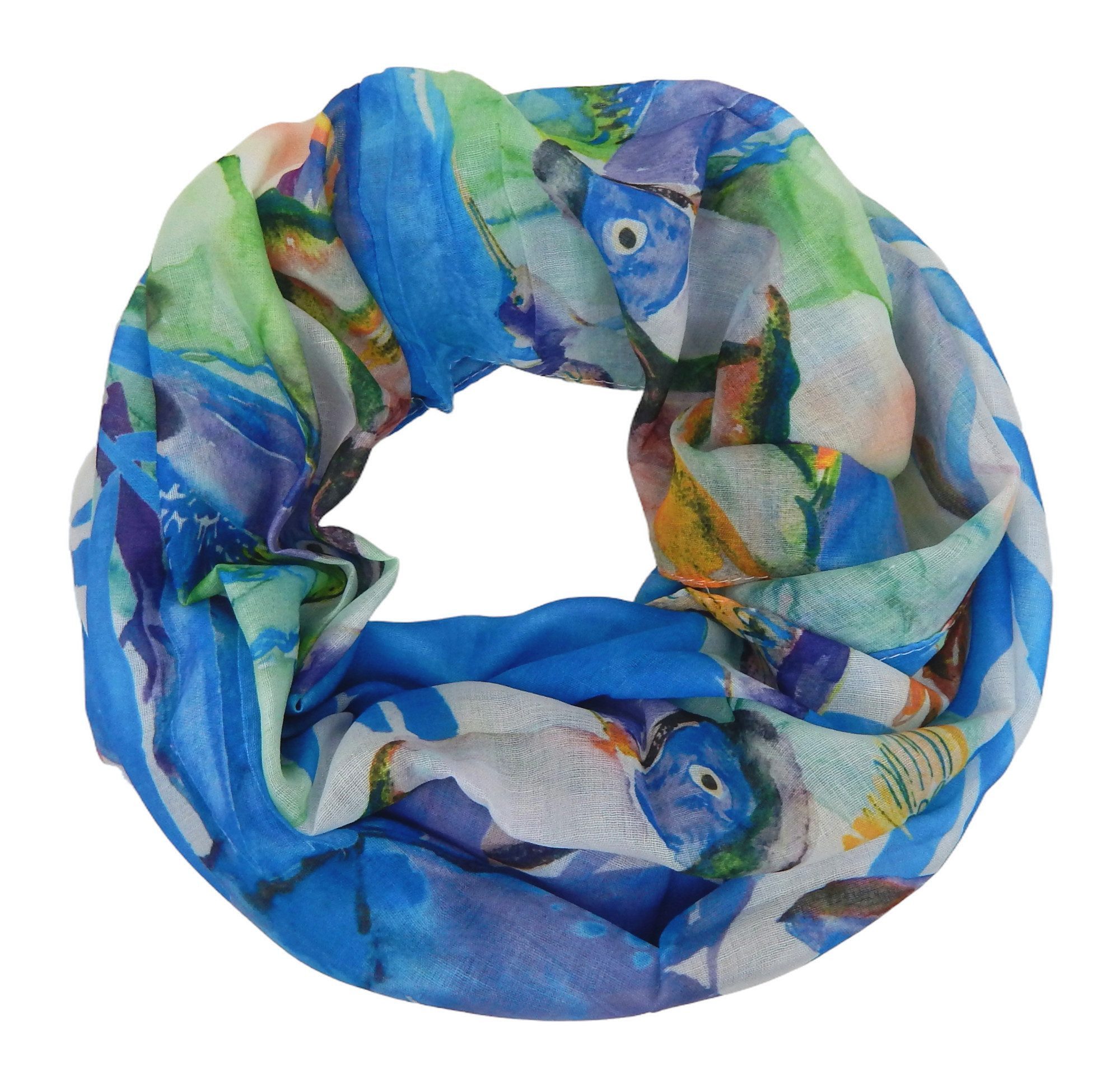 Ella Jonte Loop, mit tropischem Print – Leichter Rundschal in bunten Farben
