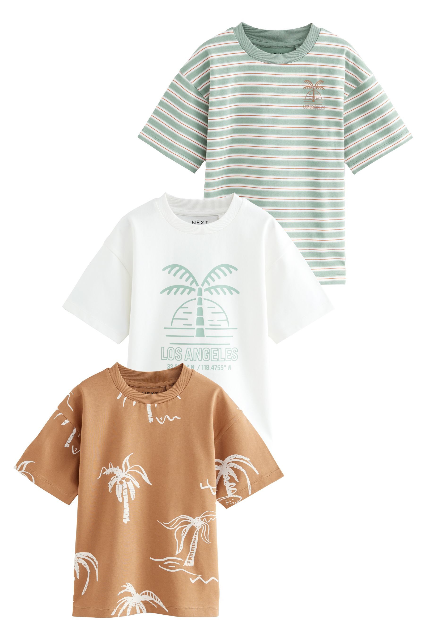 Next Print-Shirt 3er-Pack Relaxed Fit Kurzarm-T-Shirts günstig online kaufen
