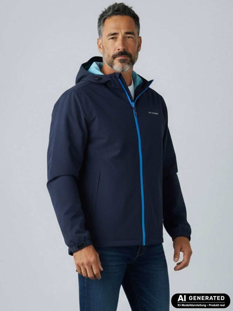 Dry Fashion Fahrradjacke Laboe Herren Funktionsjacke - Regenjacke Outdoor leicht & verstaubar Jacke Wasserdicht, Windicht, Atmungsaktiv, Kapuze mit Vorderschirm