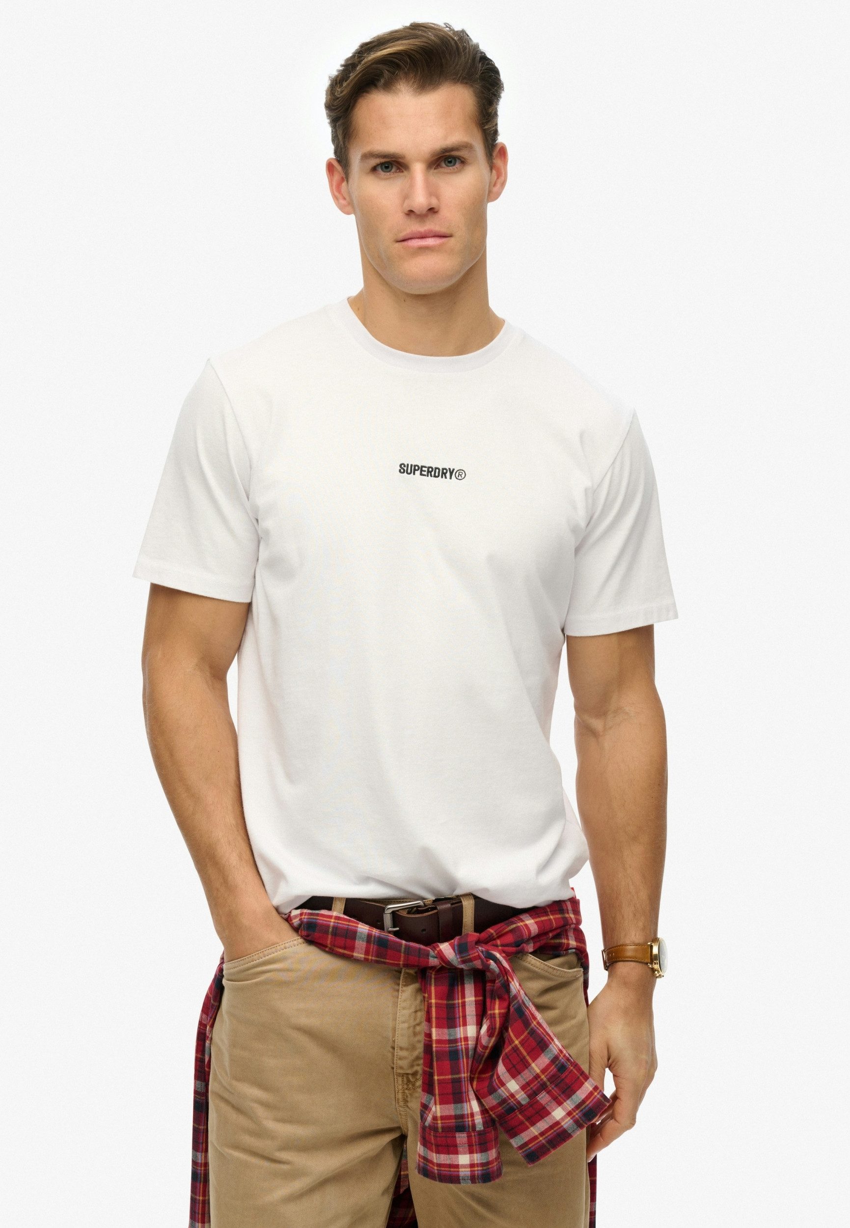 Superdry T-Shirt Micro Logo T Shirt Bone White