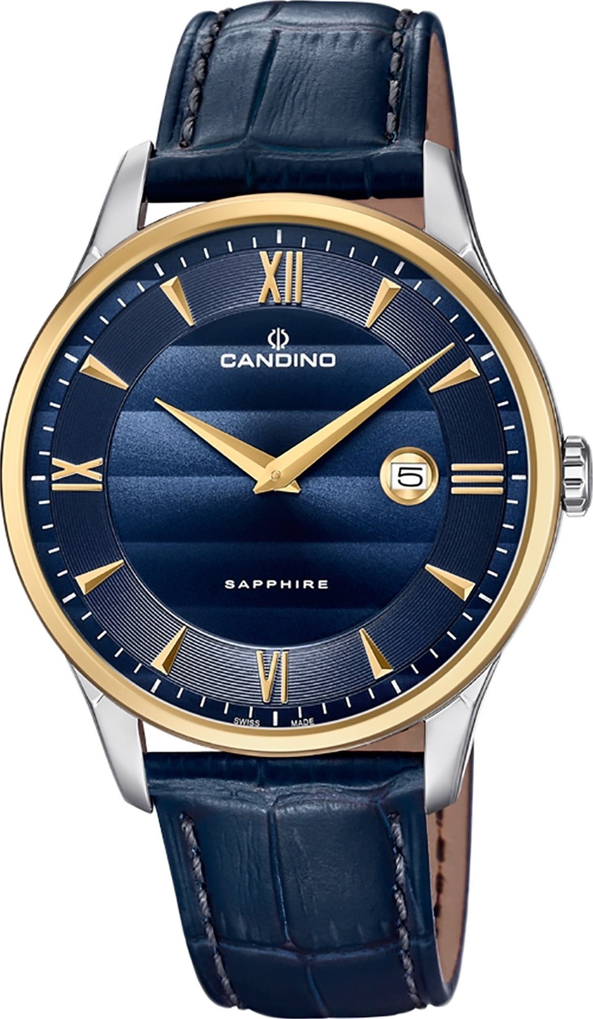 Candino Quarzuhr Candino Herren Quarzuhr Analog C4640/3, Herren Armbanduhr rund, Lederarmband blau, Elegant