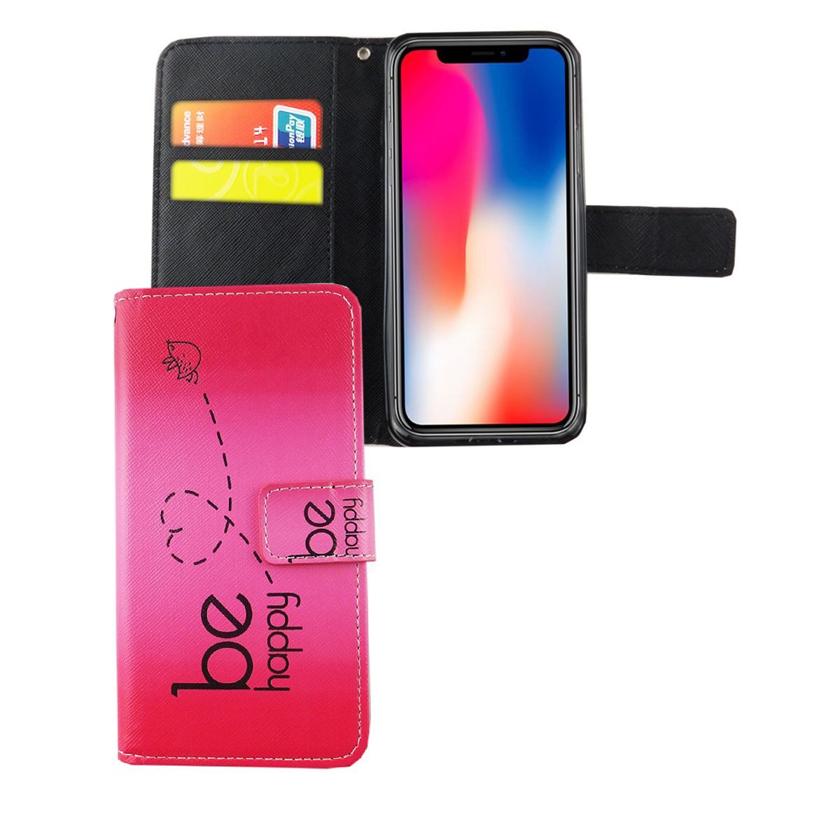 König Design Handyhülle Apple iPhone X, Apple iPhone X / iPhone XS Handyhülle Bookcover Rosa
