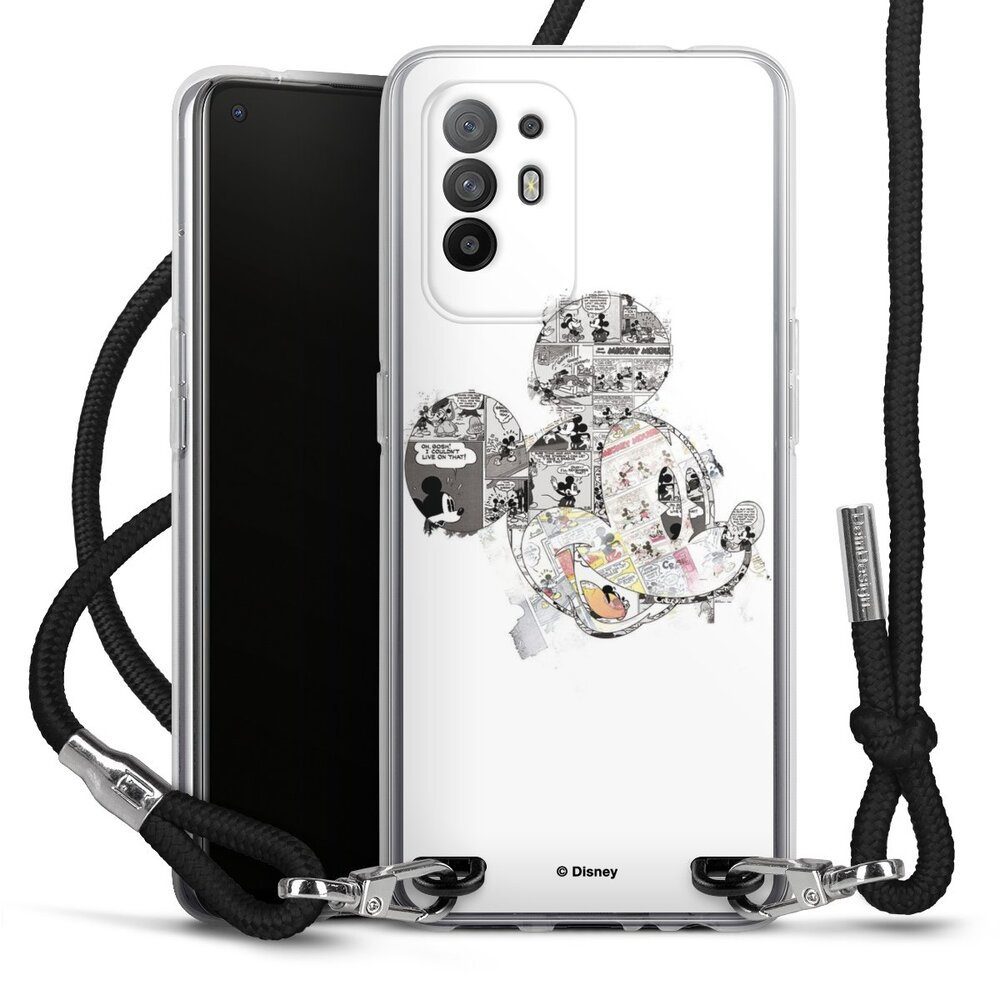 DeinDesign Handyhülle Mickey Mouse Offizielles Lizenzprodukt Disney Mickey Mouse - Collage, Oppo A94 5G Handykette Hülle mit Band Case zum Umhängen