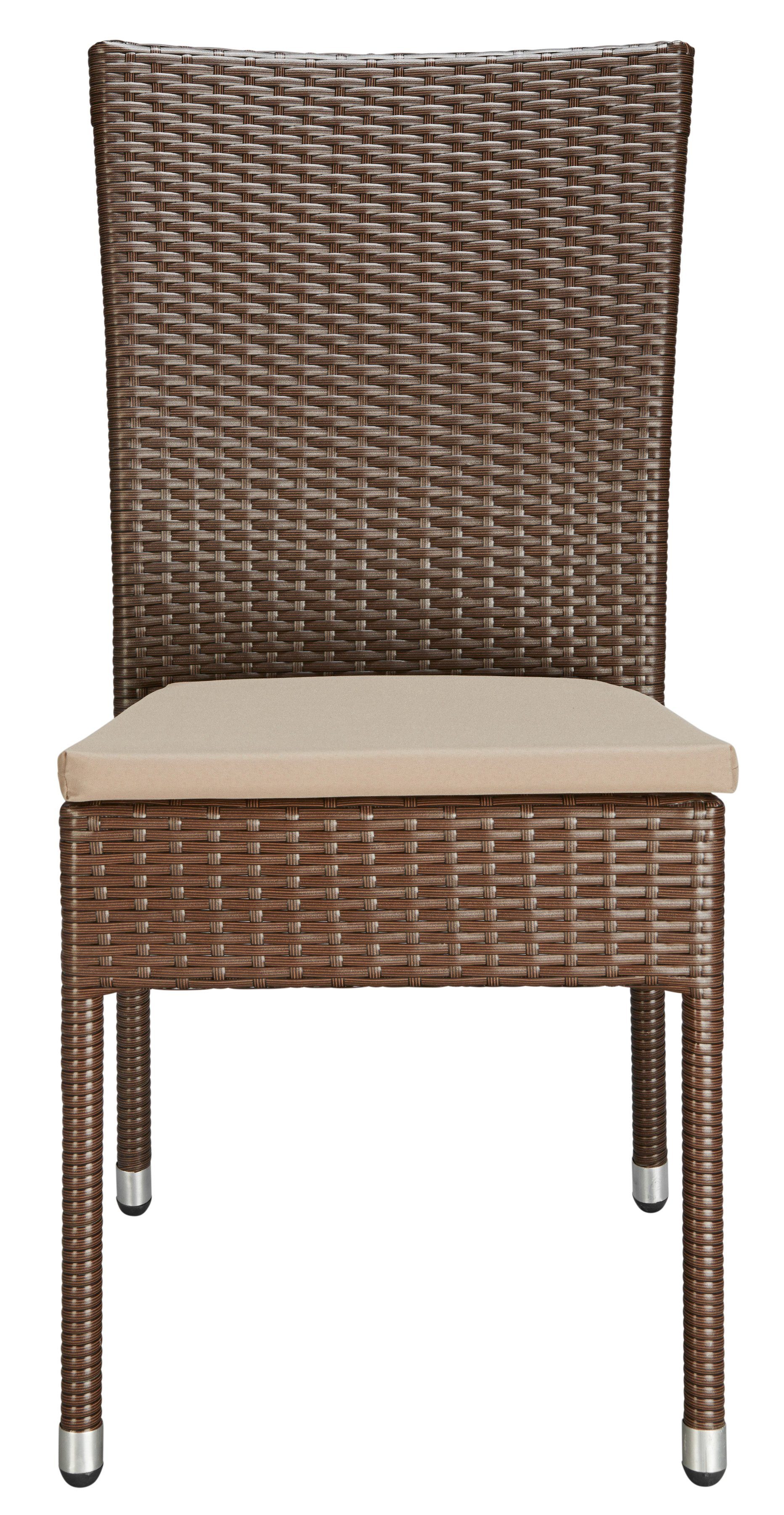 MERXX Polyrattan, Auflage stapelbar, Gartensessel Set, Caletta braun, 2-St), inkl. (Set, 2er