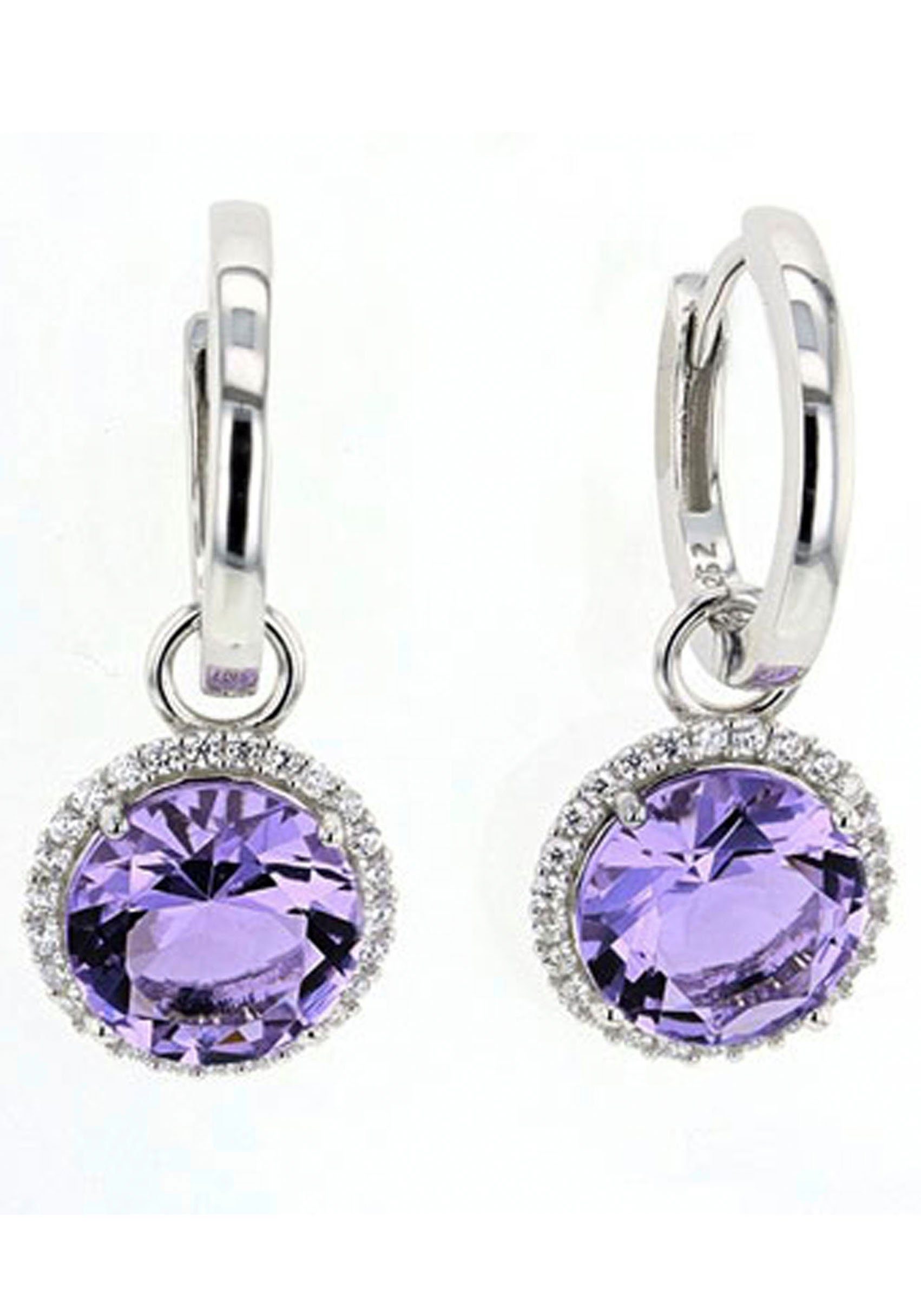 Firetti Paar Серьги-кольца Schmuck Geschenk Silber 925 Ohrschmuck Farbstein-Optik lila, mit Glasstein, Zirkonia (synth) - Einhänger abnehmbar