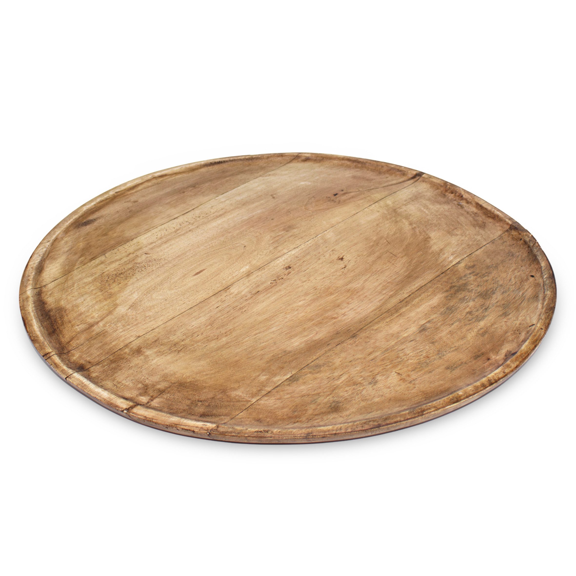 Spetebo Tablett Mangoholz Servierplatte natur, Holz, (massiv, 1-tlg., Ø 37,5 cm), Formschöner Dekoteller zum Servieren und Dekorieren