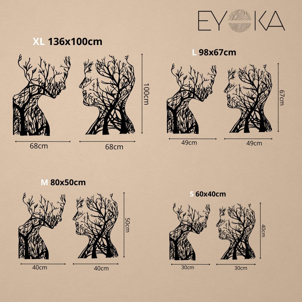 EYOKA Wanddekoobjekt 3D Wandbild aus Holz Wanddeko Moderne Holzkunst 6mm stark (6mm), Dekorative Wandbilder für Zuhause Büro mit Montage Klebeband 4 Farben