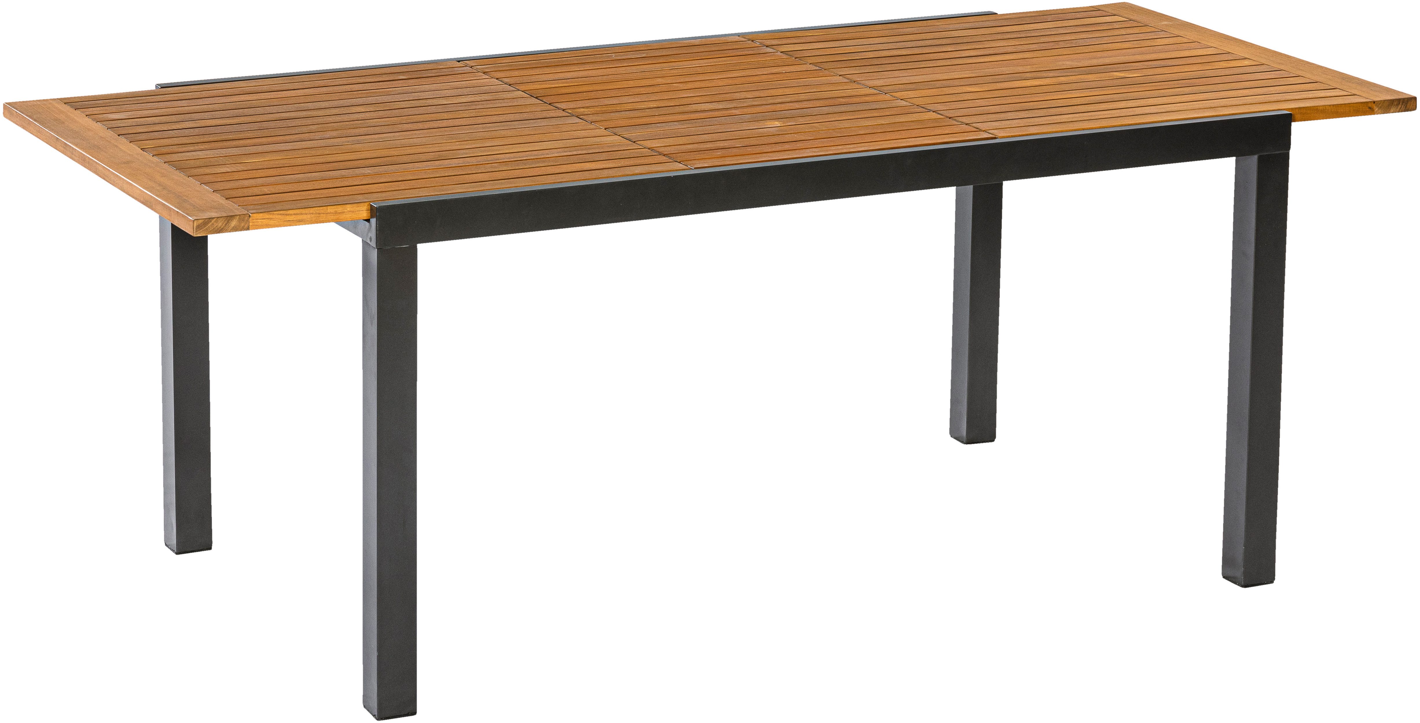 MERXX Garten-Essgruppe Tilos, (7-tlg), 6 Klappsessel mit ausziehbarem Tisch