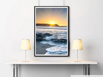 Sinus Art Poster Landschaftsfotografie 60x90cm Poster Sonnenaufgang am Pendower Strand Cornwall UK