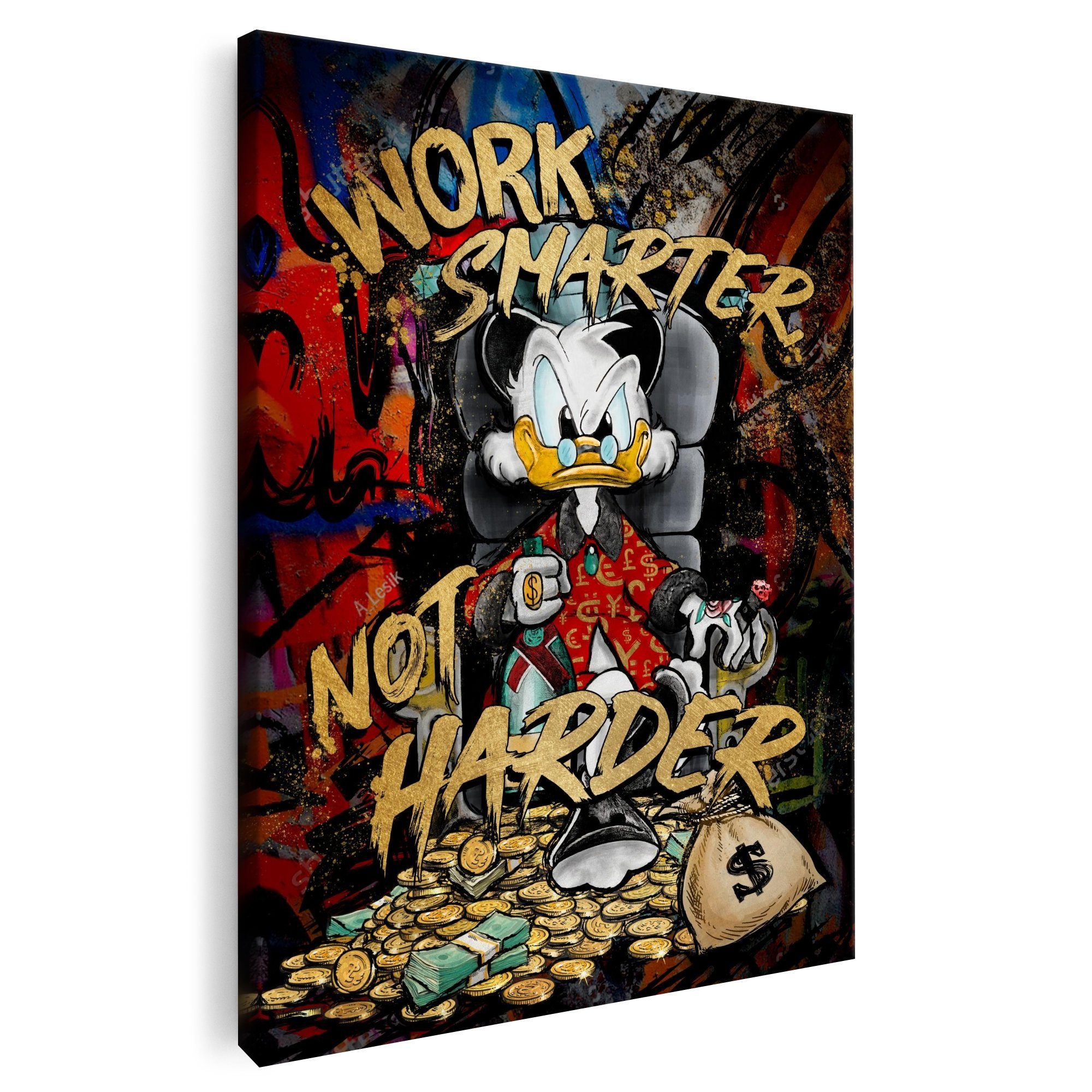 Artmazing Leinwandbild Work smarter, not harder, XXL Leinwand 120x80, Плакат & Kunstdrucke, Dagobert Smarter