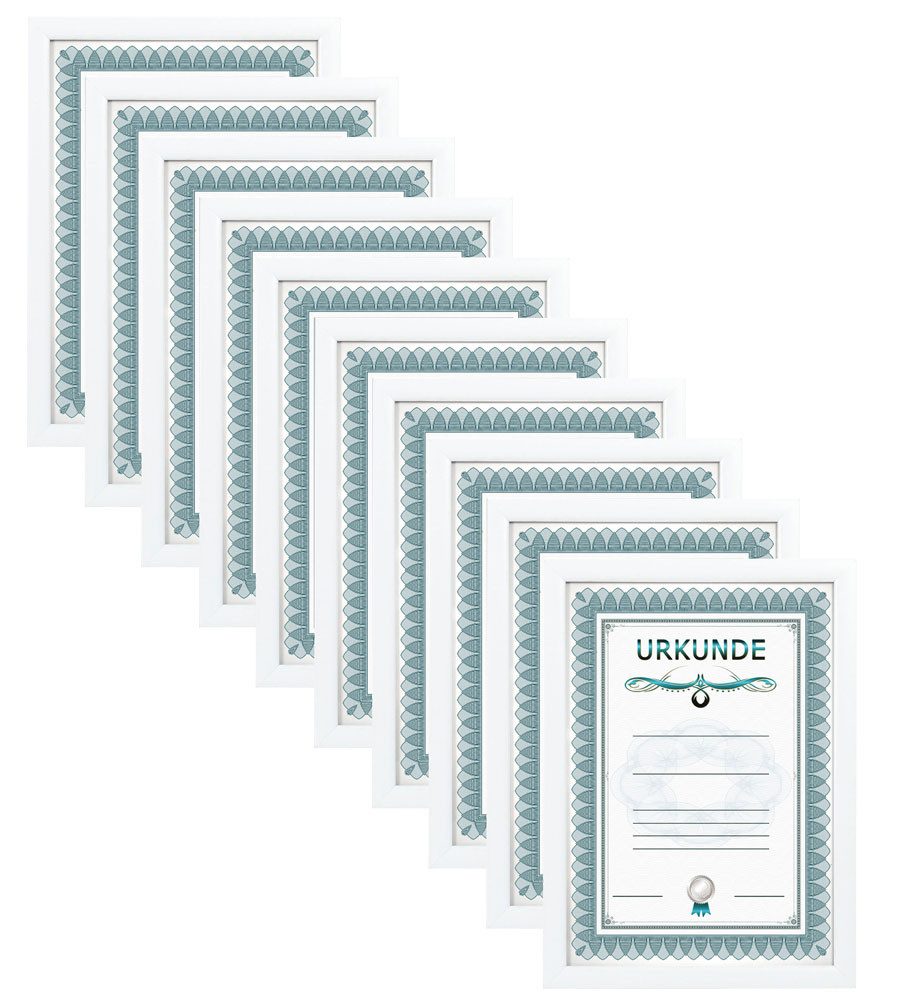 IDEAL TREND Bilderrahmen 2er 3er 5er 10er Pack Dokument Bilderrahmen 21x29,7 DIN A4 Urkunde Fot, für 10 Bilder (10 St)