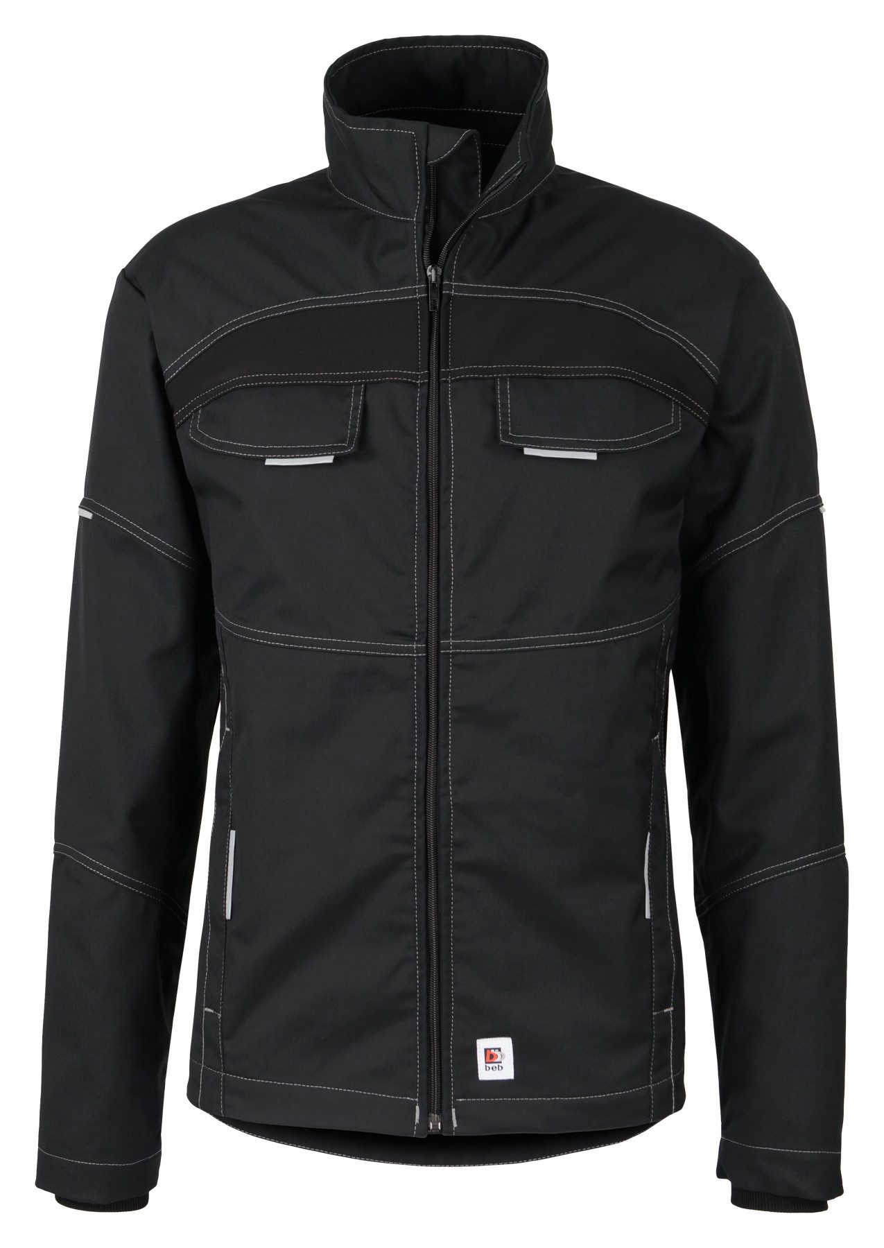 BEB Arbeitsjacke beb HANDWERK Herren Jacke FLEX Stehkragen Polyestermix Schwarz