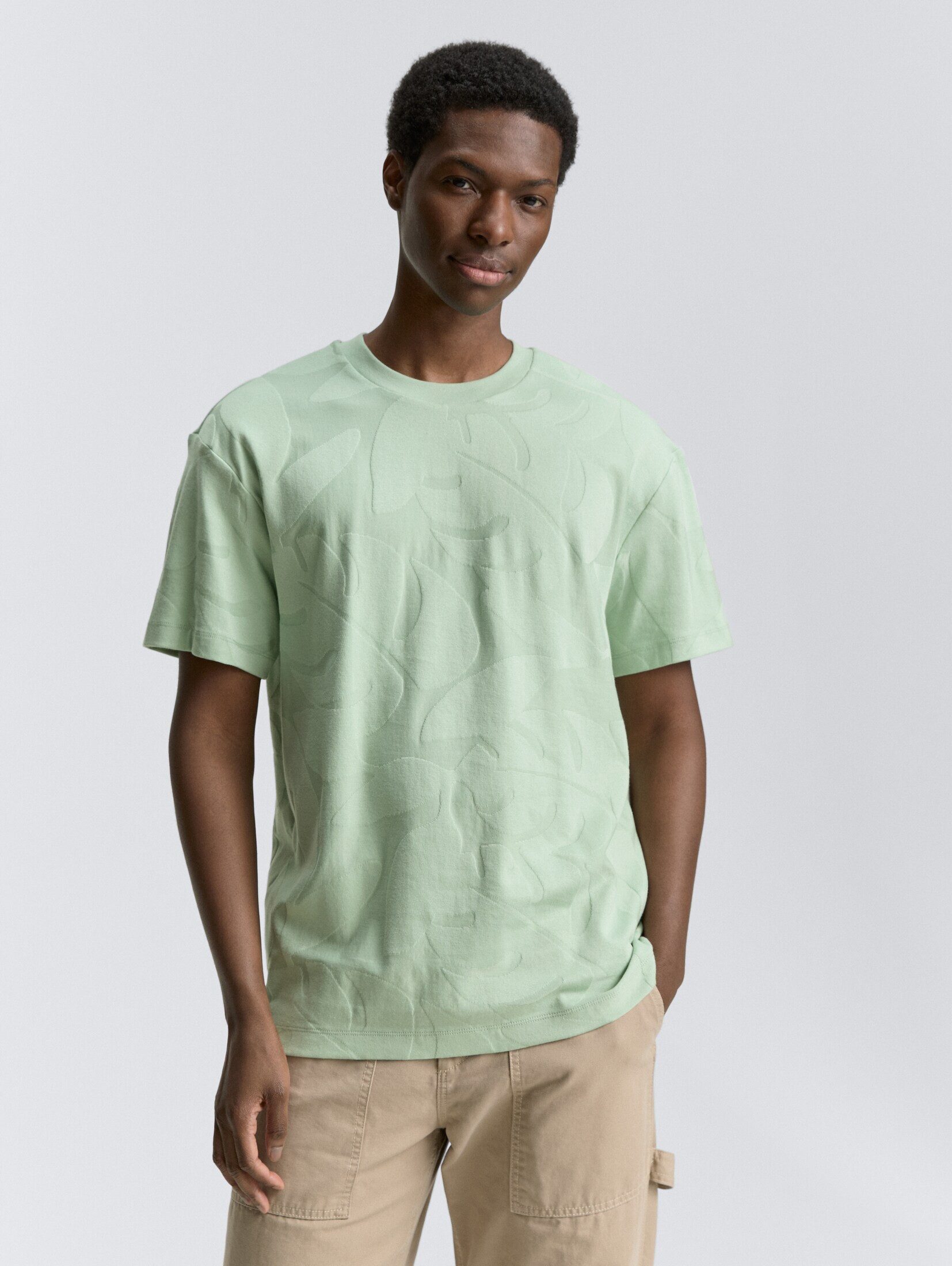 TOM TAILOR Denim T-Shirt Jacquard T-Shirt günstig online kaufen