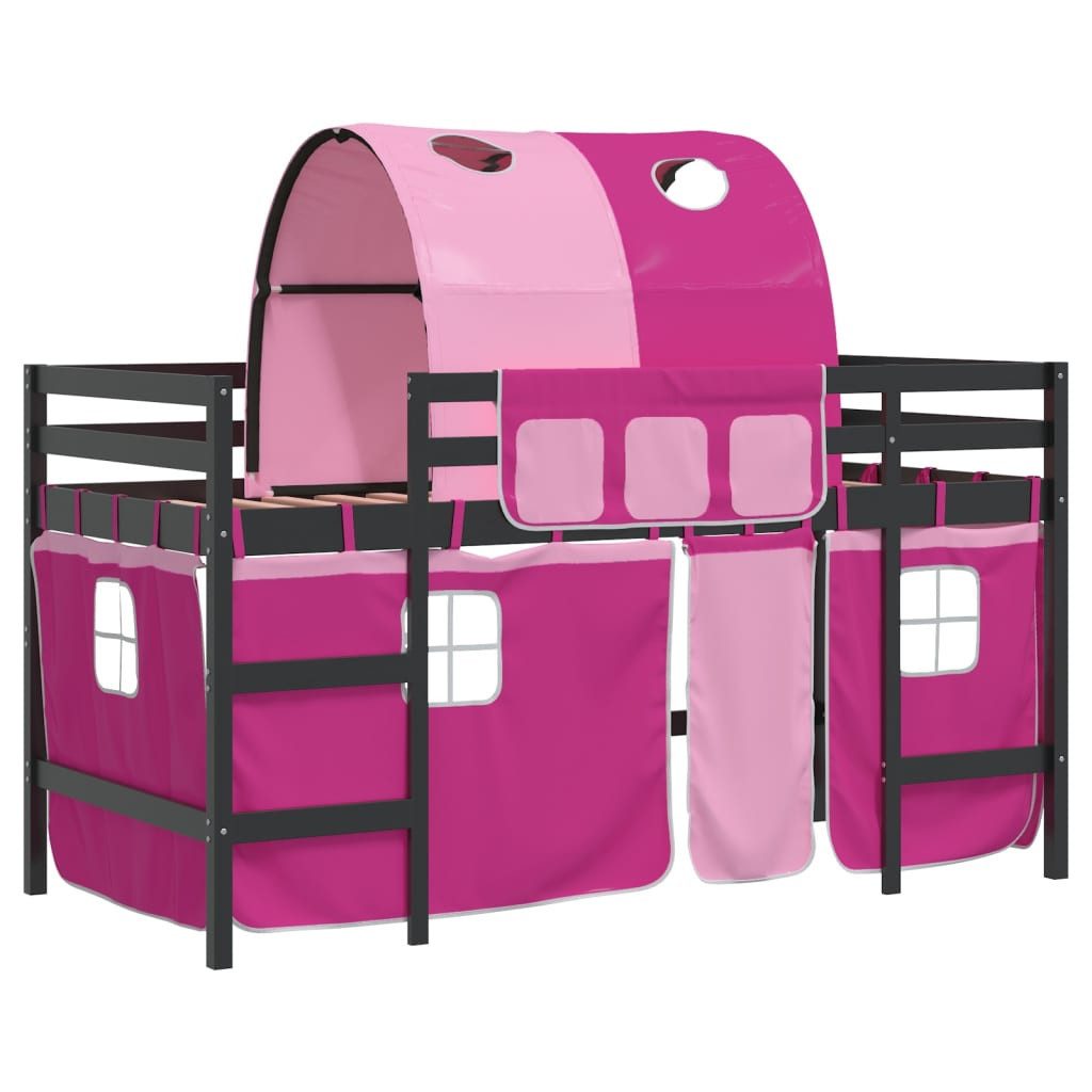 vidaXL Bett Kinderhochbett mit Tunnel Rosa günstig online kaufen