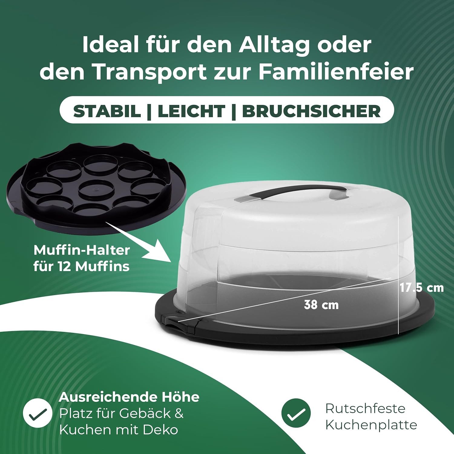 Novaliv Aufbewahrungsbox 31153-1x, Novaliv Kuchen-Transportbox mit Kühlfach und Muffin-Behälter (Rund 38 – Bild 5 von 5
