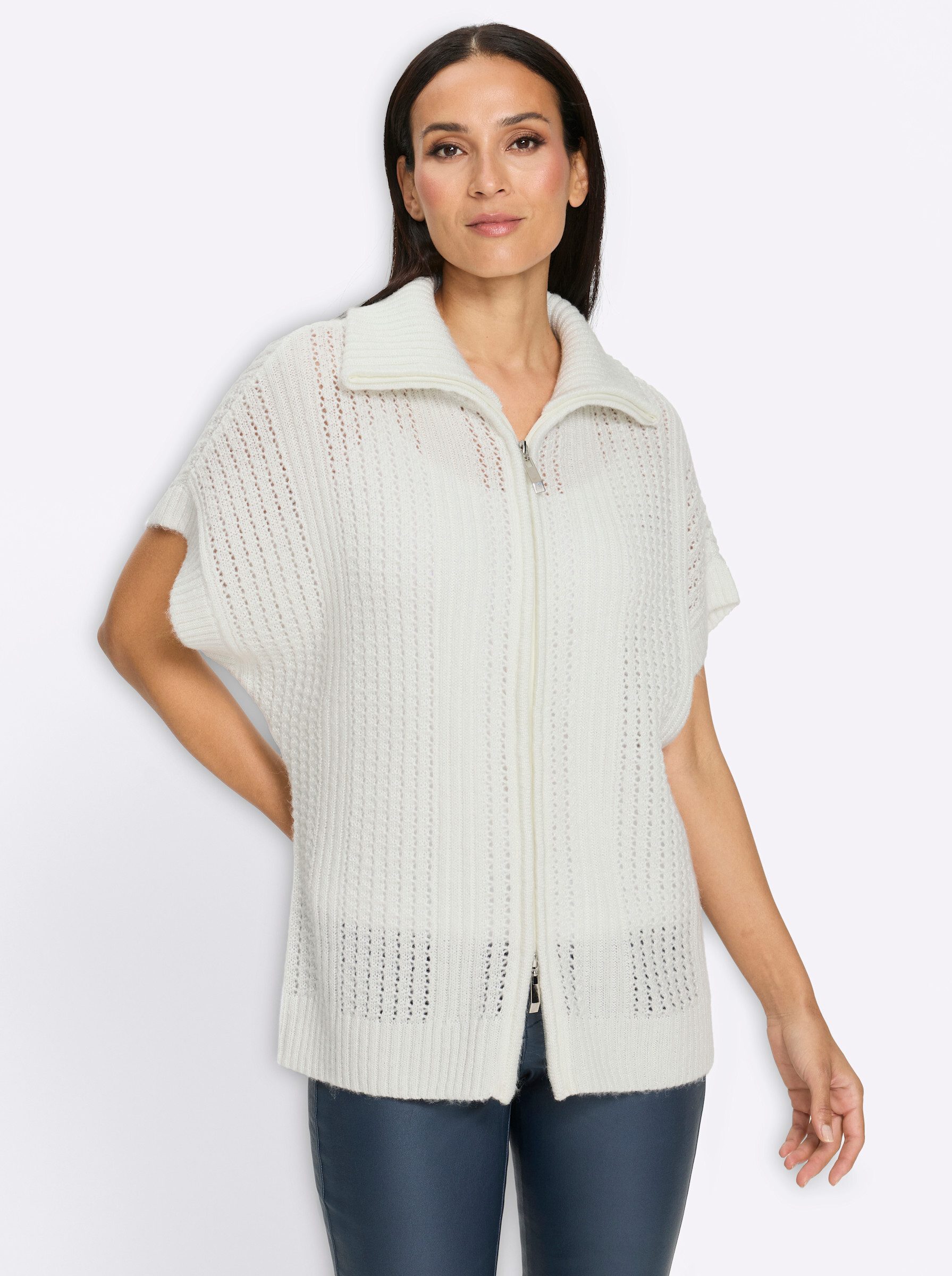 heine Strickjacke Strickjacke Kurzarm Struktur