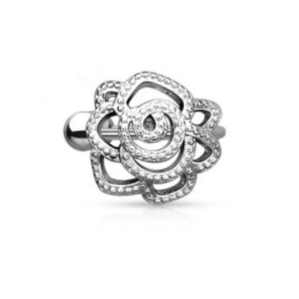 Ohrklemme Ohrklemme Rose silber aus Messing für Damen