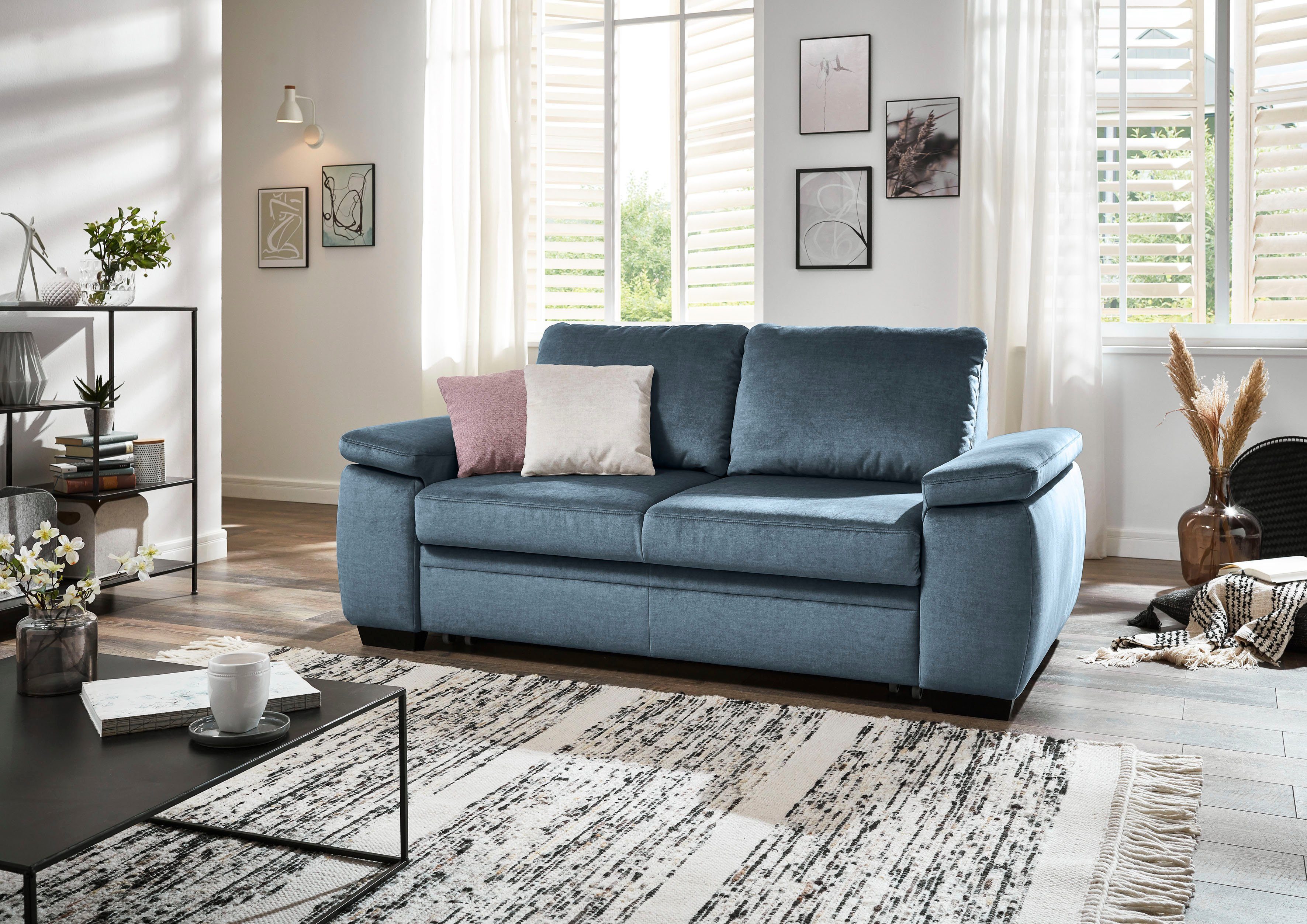 Die Schlafsofa marine mit Längsschläferfunktion MP-PD19021, cm 140x210 PlanBar