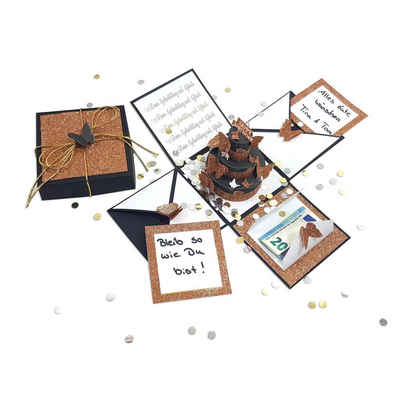 Frau WUNDERVoll Papierdekoration DIY Explosionsbox Happy Birthday Glitter/schwarz