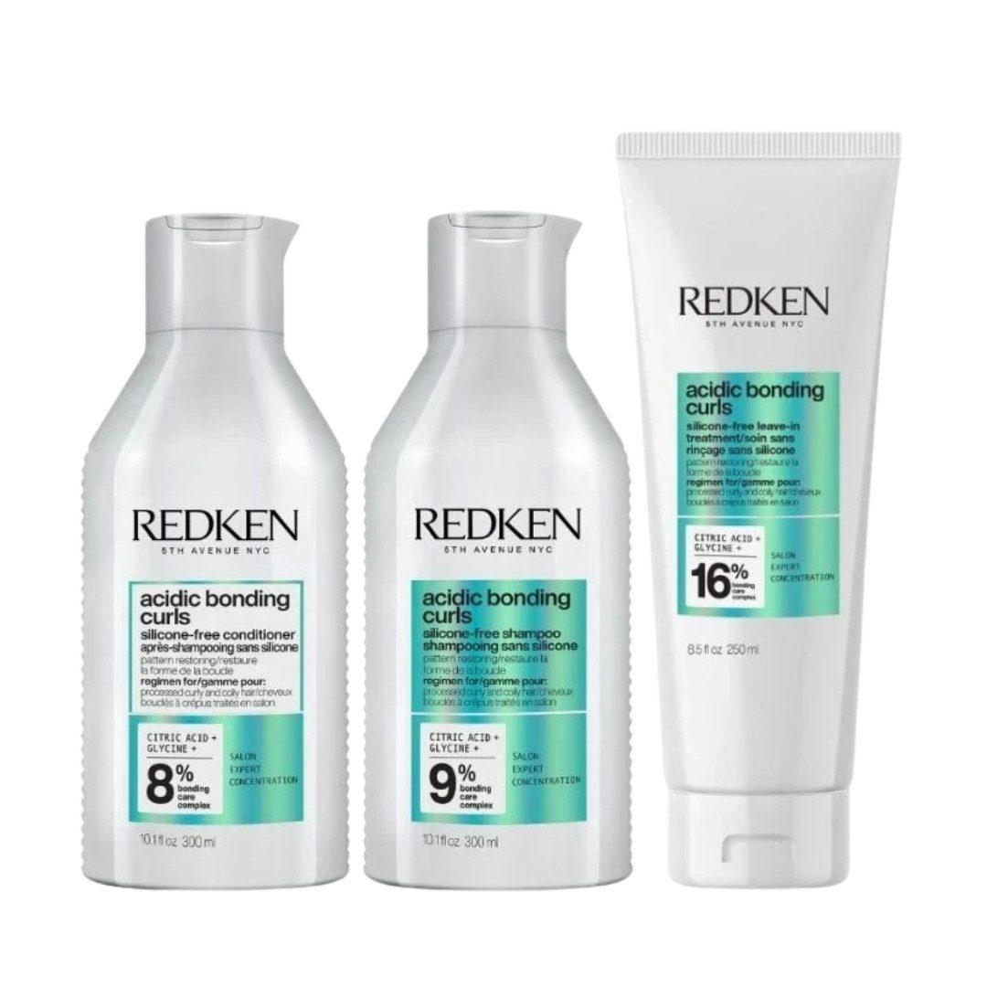 Redken Haarpflege-Set Redken Acidic Bonding Curls Set – Shampoo, Conditioner & Leave-In, 3-tlg., 3er Set Bundle, reichhaltig