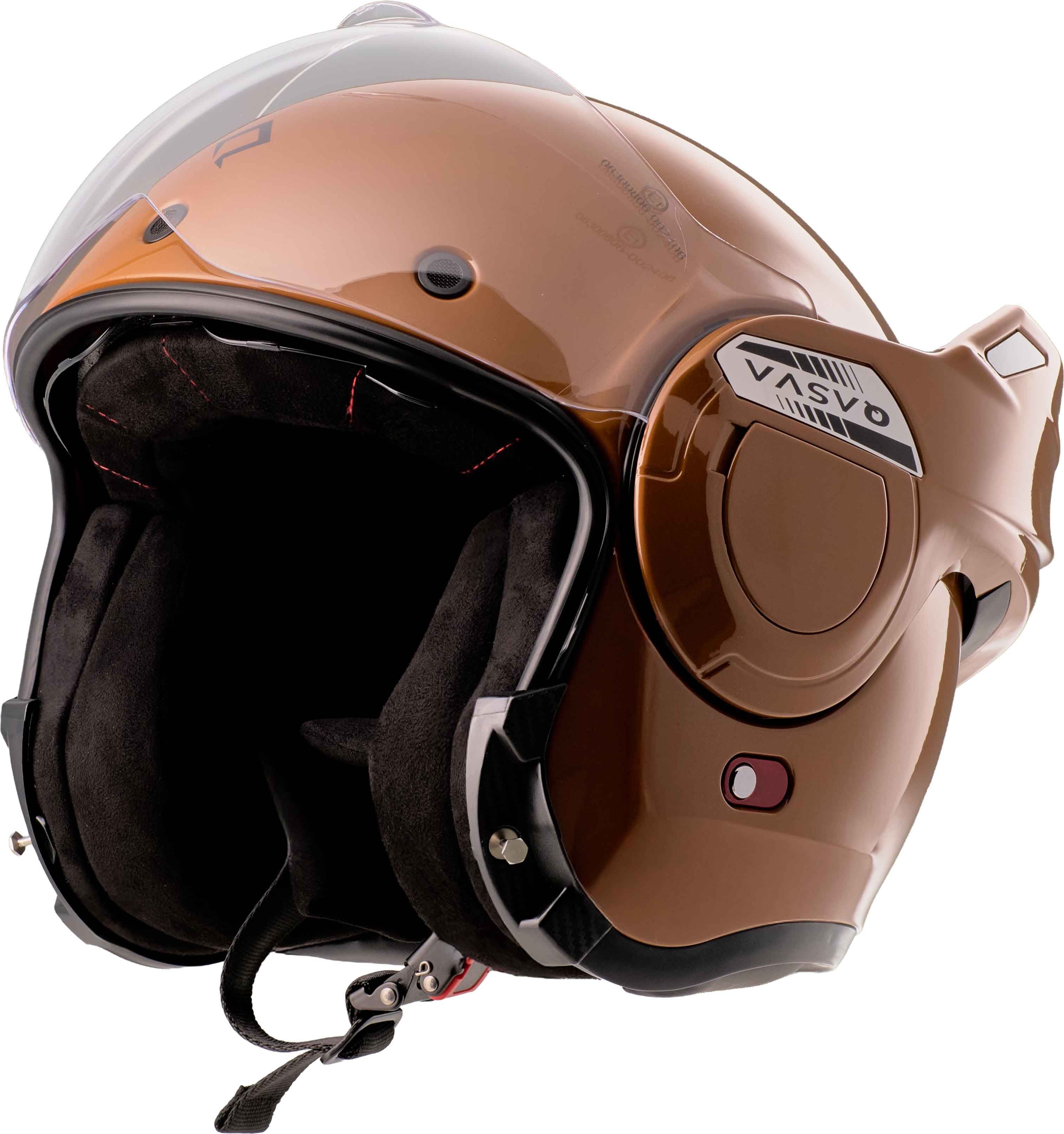 Burnout Motorradhelm Flipback Vortex Cognac