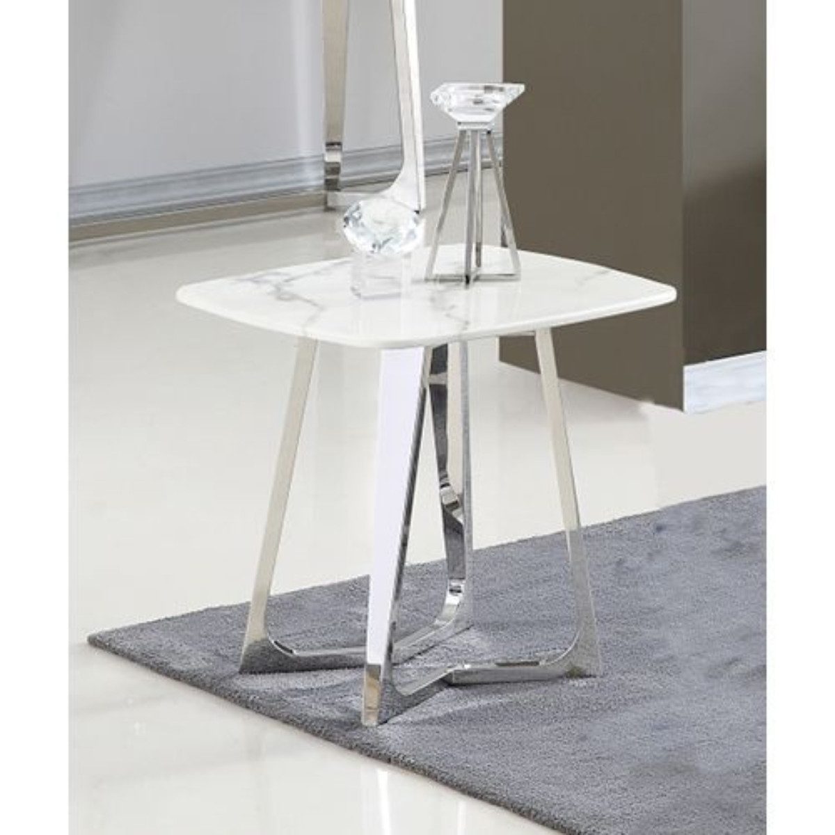 alesvelt Beistelltisch BARI Marmoroptik Gold 50x50x55 cm, Marmorptik
