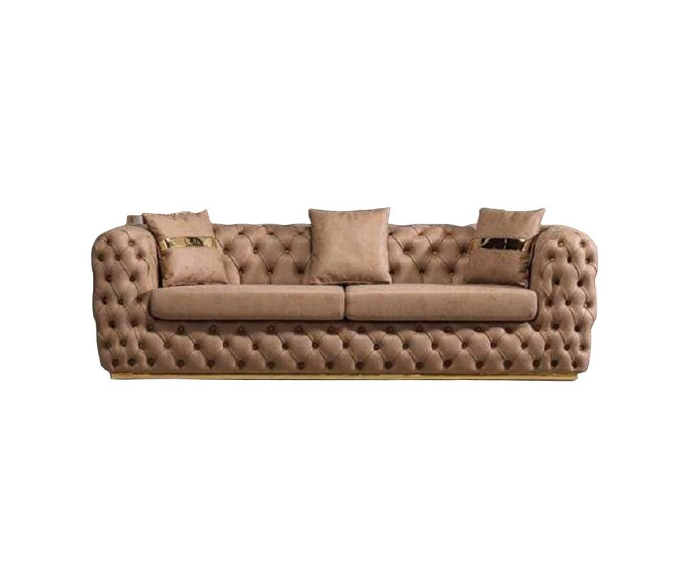 JVmoebel Chesterfield-Sofa Sofa 3 Sitzer Sofas Dreisitzer Wohnzimmer Möbel Beige, Made in Europa