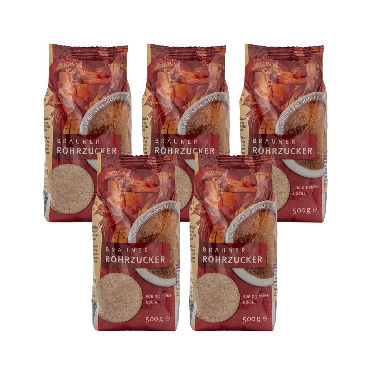 Bielmeier Zucker Rohrzucker braun 5x500 Gramm Küchenmeister, 1 x 2500 g, Made in Germany (SET505128-7)