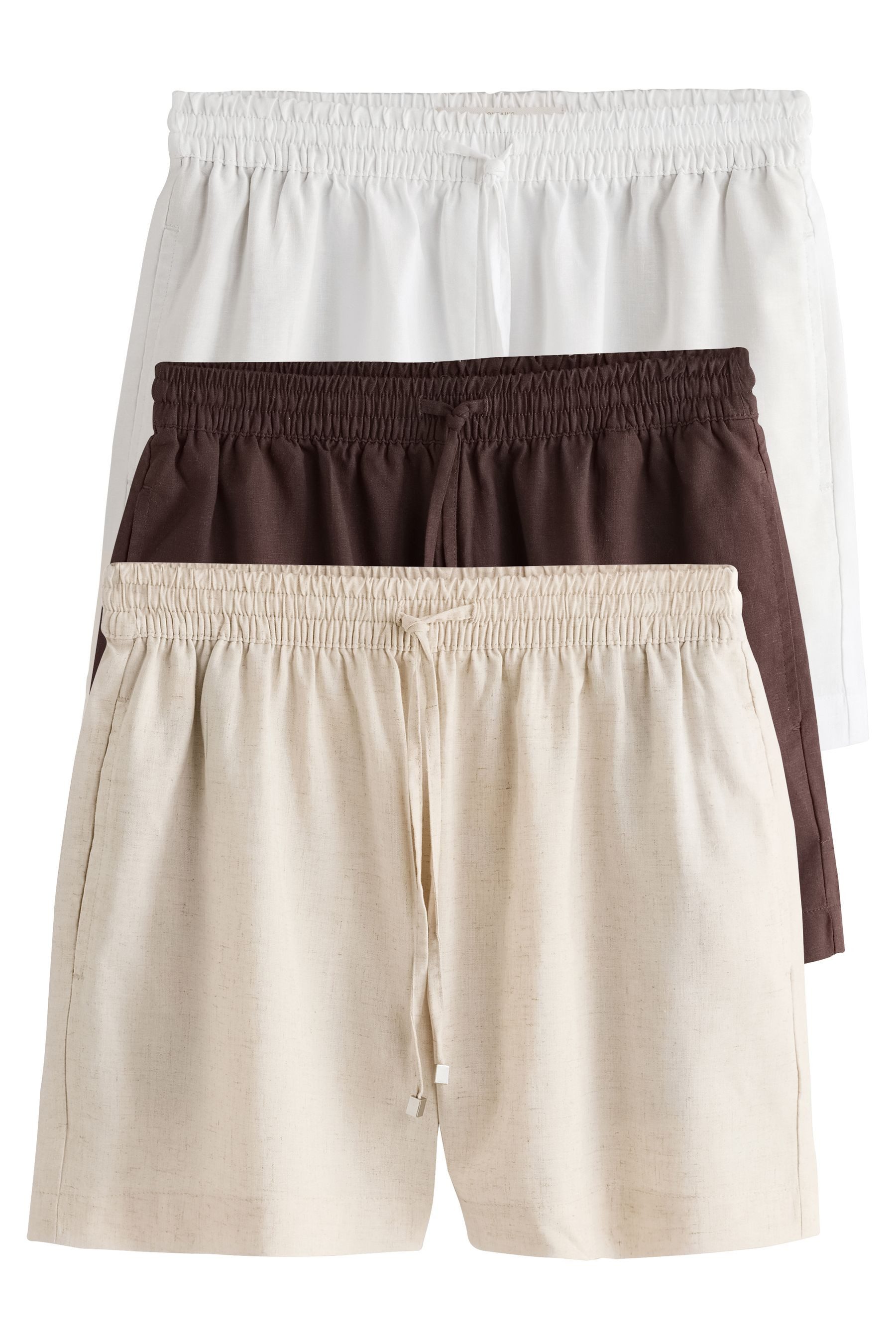 Next Shorts Schlupfshorts mit Leinenanteil, 3er-Pack (3-tlg)