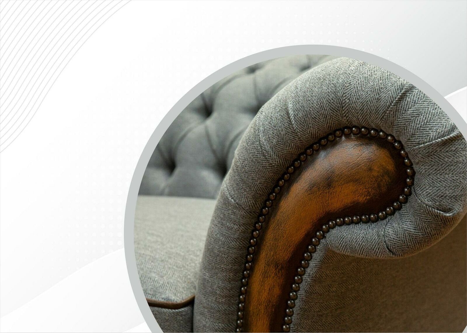 JVmoebel Chesterfield-Sofa, Couchen Design Grau Modern Grau Luxus Sofa Wohnzimmer Kreative Neu Chesterfield