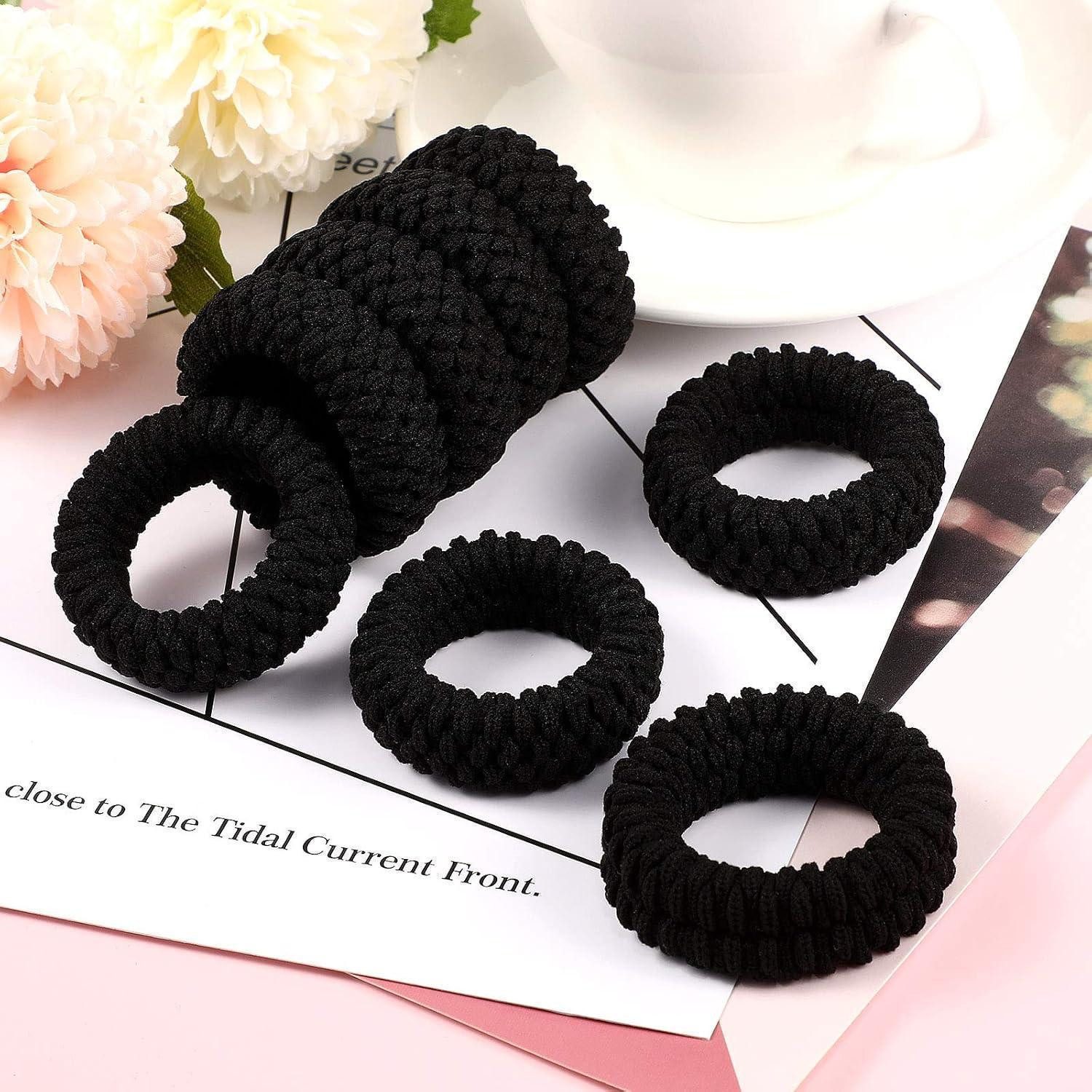 LuxusKollektion Haargummi 16er Set Schwarze Nahtlose Dickes Baumwolle Haargummi Rutschfeste