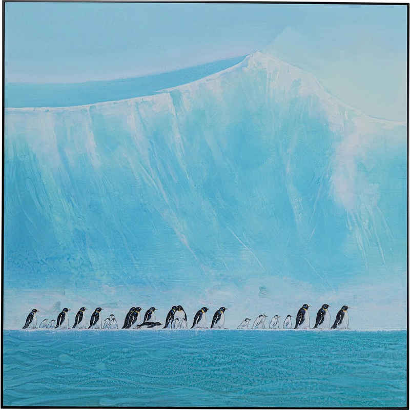KARE Dekoobjekt Gerahmtes Bild Walking Penguins 140x140cm