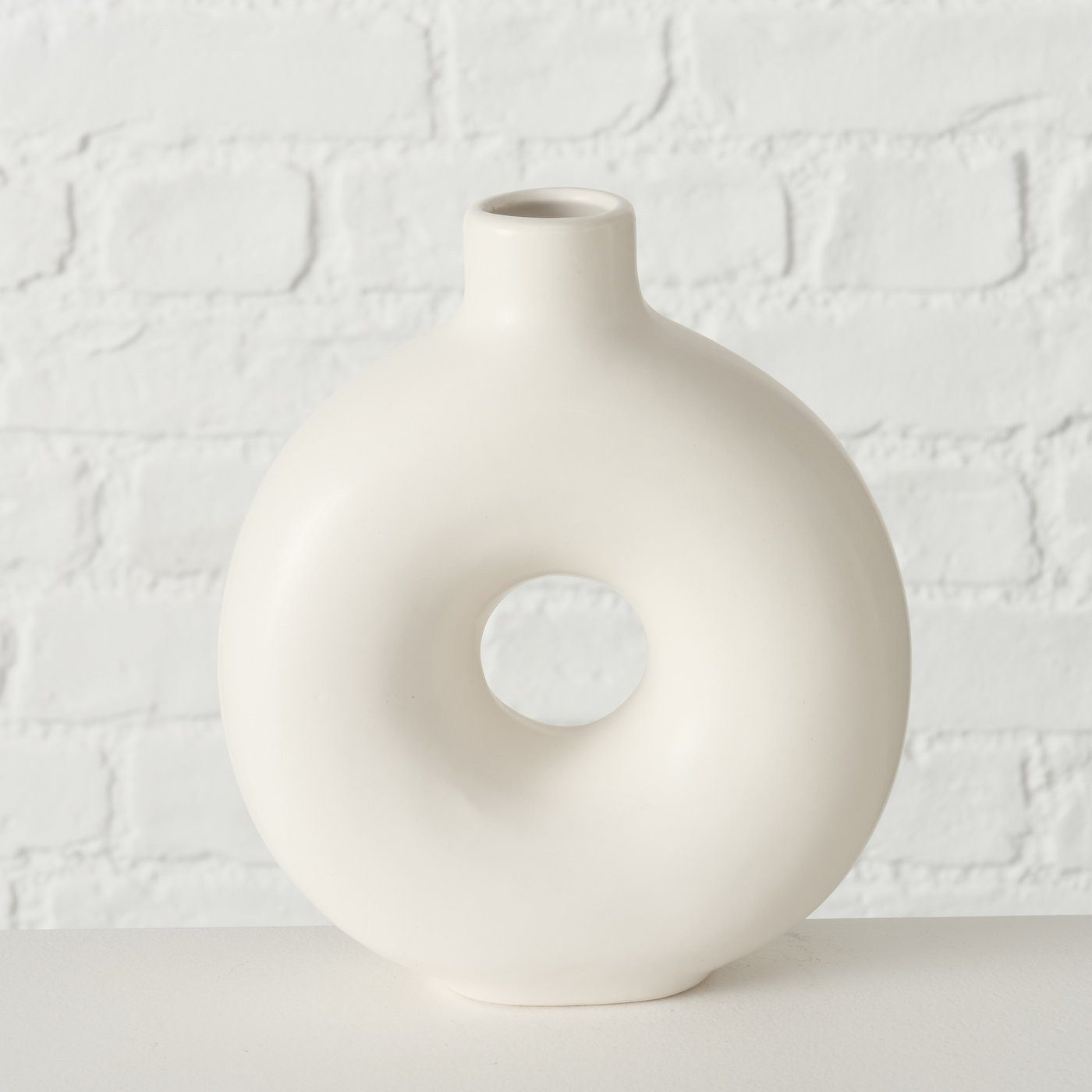 BOLTZE Tischvase Vase Lanyo weiß, Donut-look