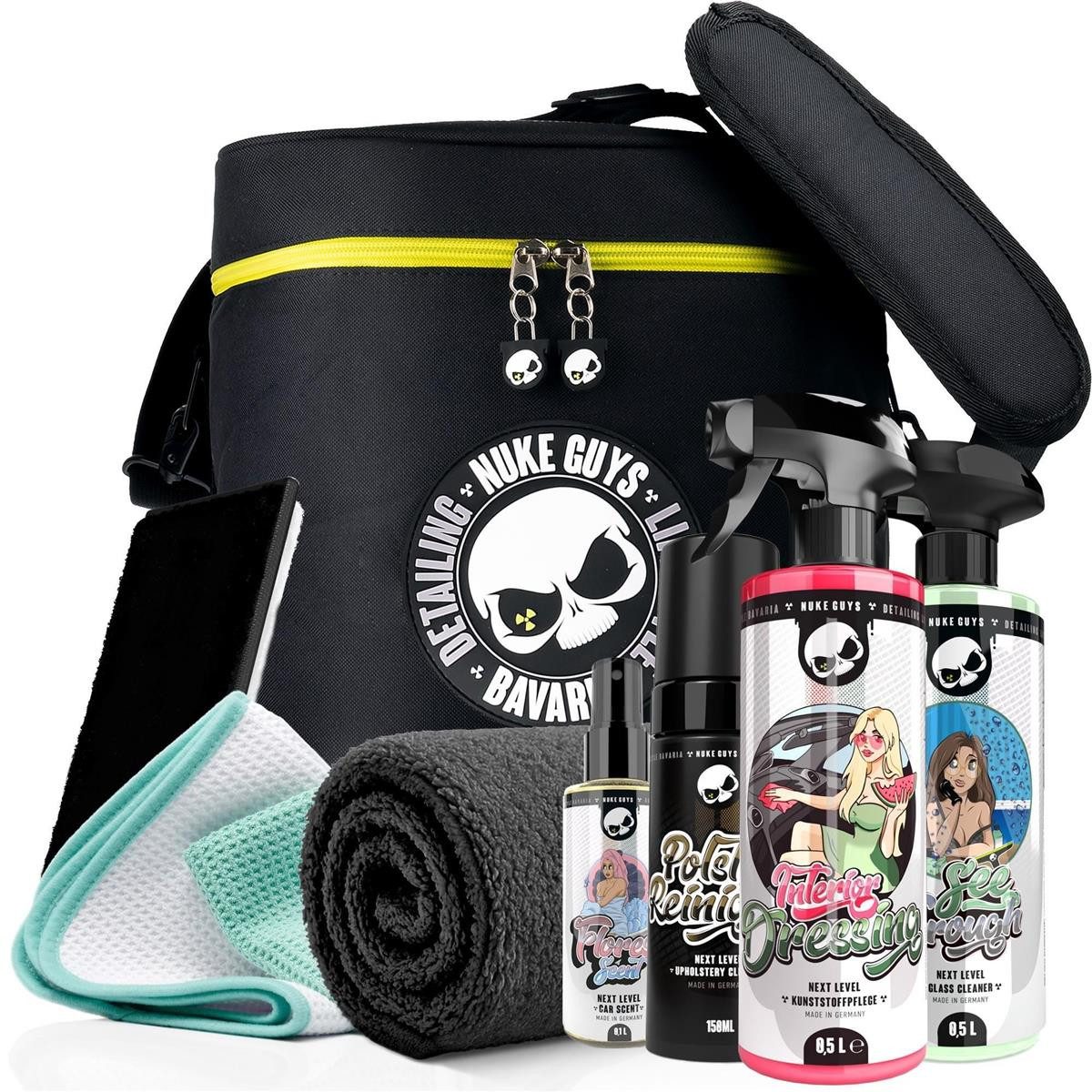 Nuke Guys Reinigungs-Set Autopflege Set Innenraum Kofferraumtasche Reiniger Duft, (9-St), Kunststoffpflege, Polsterreiniger, Duft, Mikrofaser, Tasche