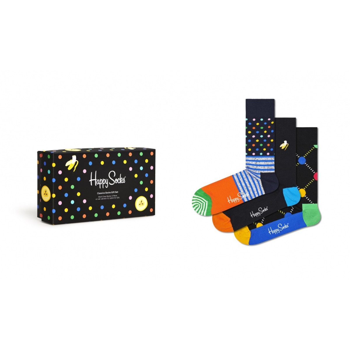 Happy Socks Socken Tagessocke Crew Classic Gift Set schwarz Geschenkbox - 3 günstig online kaufen