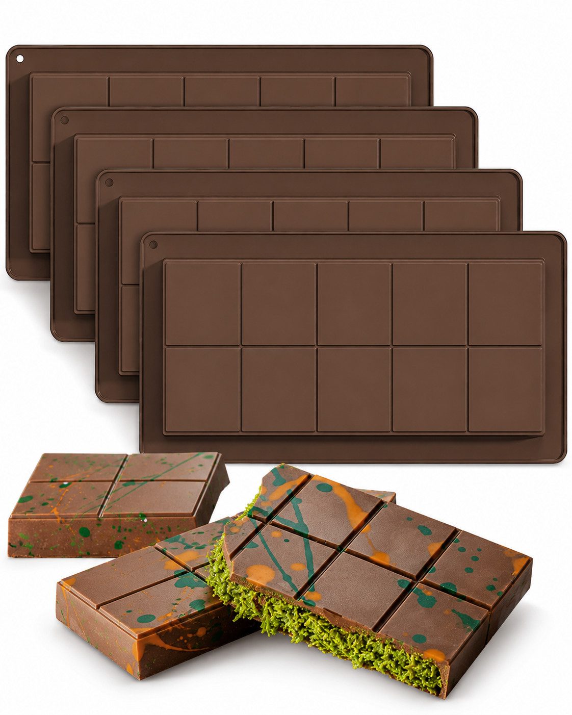 ANYSUN Schokoladenform Tief Silikon Schokolade Form 4 Stück Silikonform, (Set 4-tlg), Extra Tief Schokoladen Form für Schokolade Praline Süßigkeiten