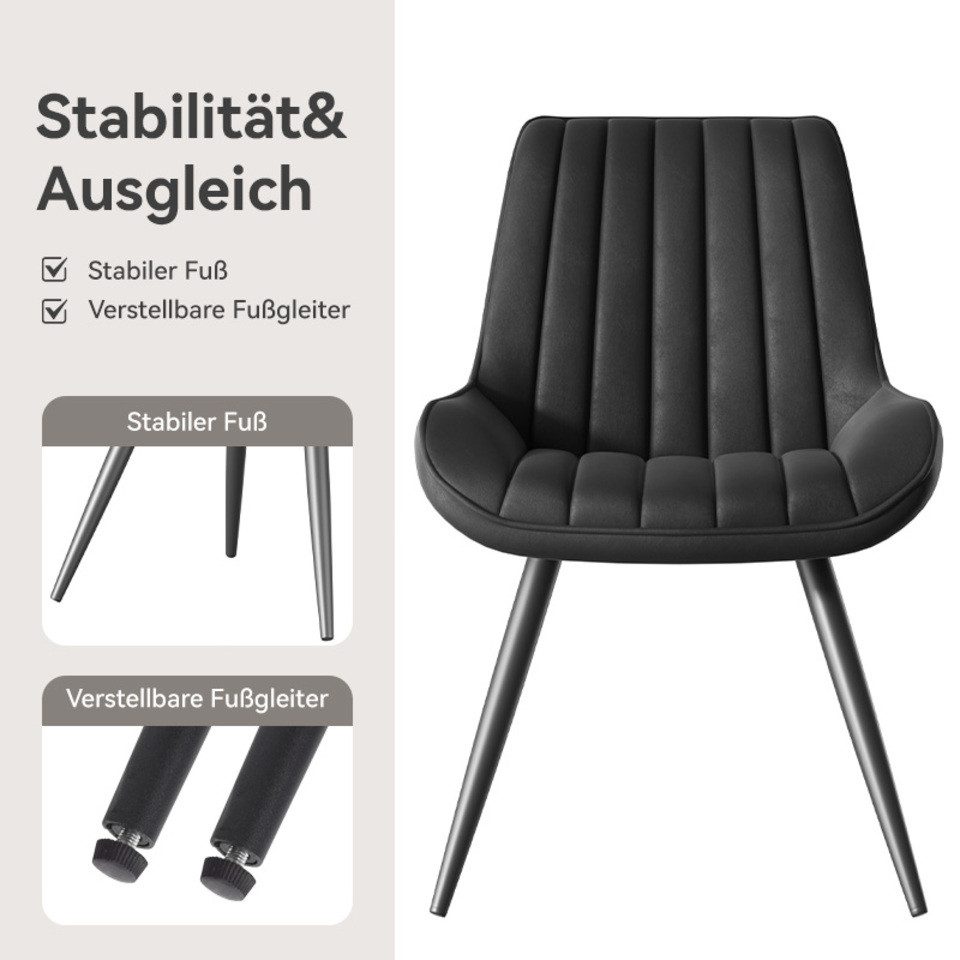 HawthyHome Esszimmerstuhl Stuhlset – Polsterstühle, Moderner Küchenstuhl (4 St), mit Ergonomischer Rückenlehne und Metallbeinen, 4er Set – Bild 4 von 5