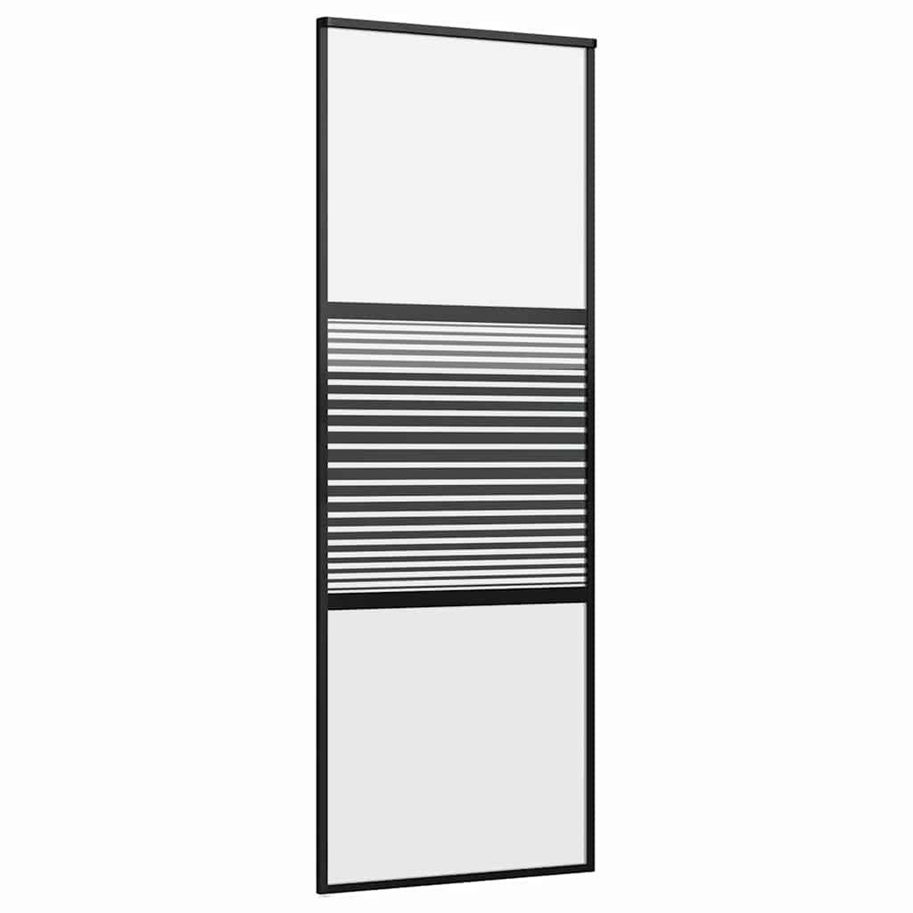vidaXL Zimmertür 76 x 2 x 205 cm Schiebetür Schwarz 76x205 cm Gehärtetes Glas Aluminium