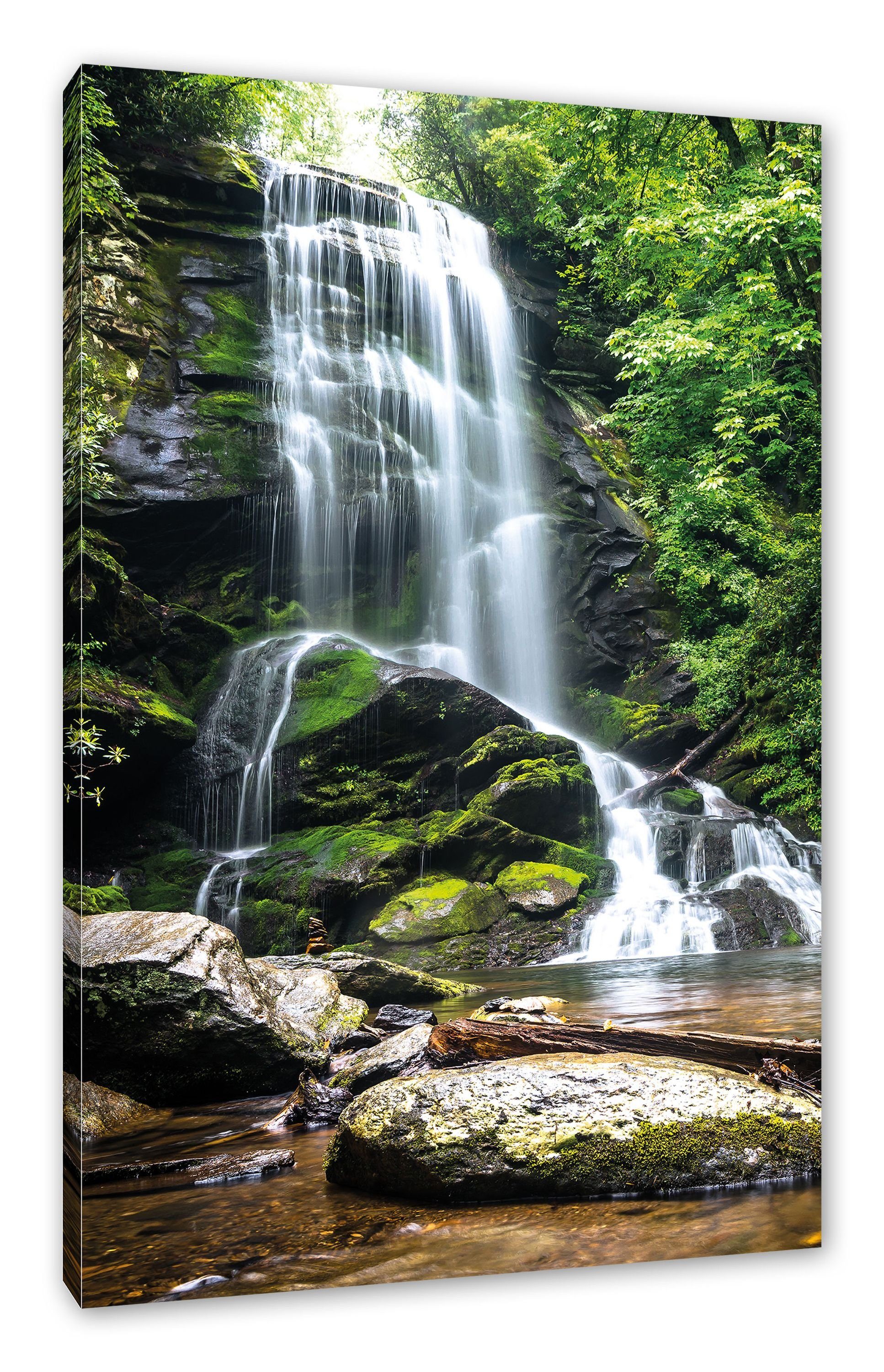 Pixxprint Leinwandbild Wasserfall, fertig bespannt, Leinwandbild Zackenaufhänger inkl. Wasserfall St), (1