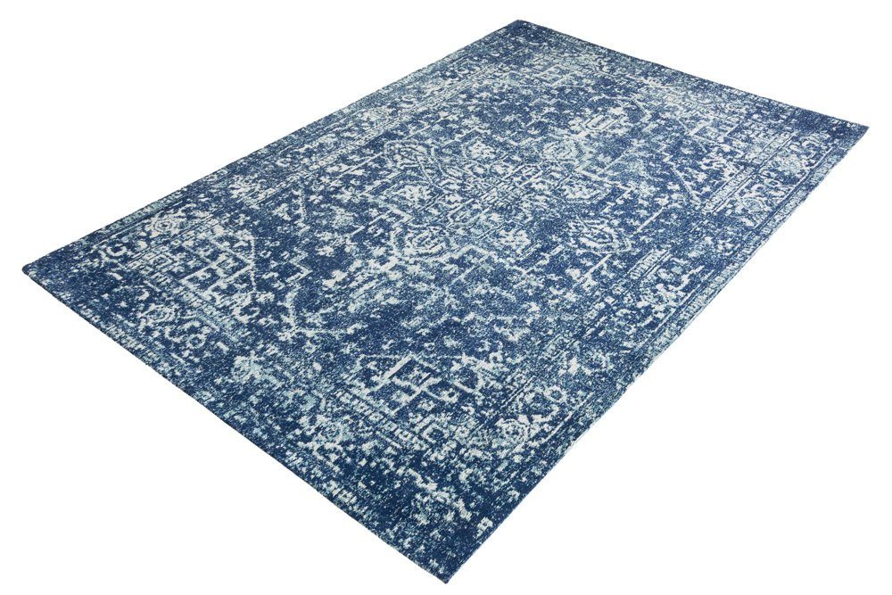 Teppich HERITAGE 230x160cm blau, II rechteckig, · Vintage Baumwolle · Wohnzimmer Orientalisch riess-ambiente, 5 mm, blau · Höhe