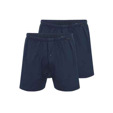 Schiesser Boxershorts 2er Pack Singel-Jersey (Spar-Set, 2-St) Boxershorts - Baumwolle - Mit Eingriff - Eingriff mit Knopf